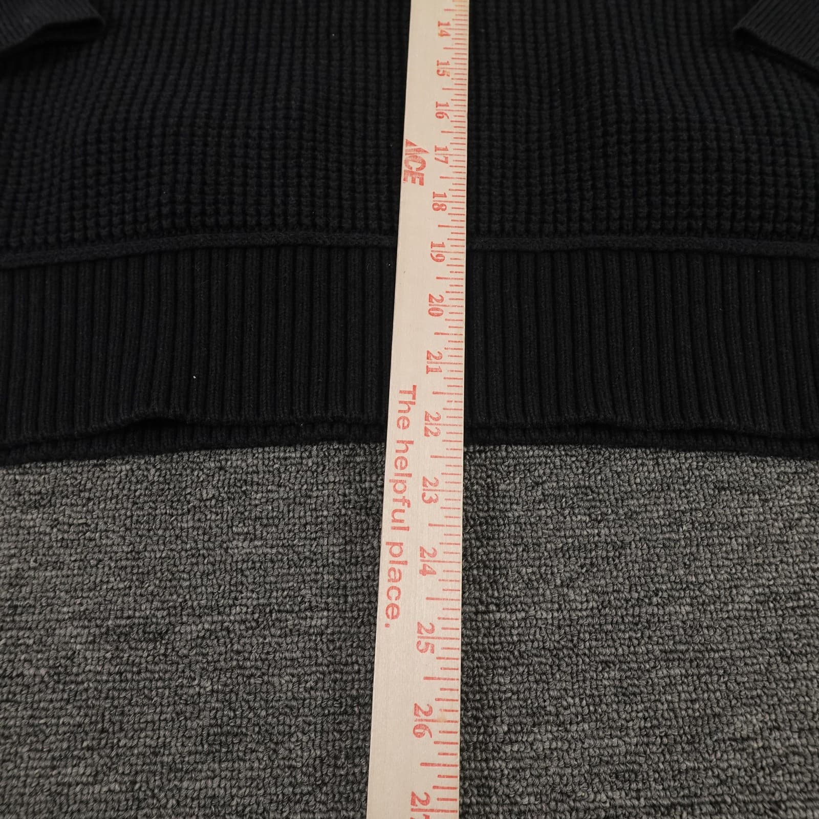 Banana Republic Sweater Mens Medium Black Hooded Waffle Knit Pullover Pockets - Thumbnail 7