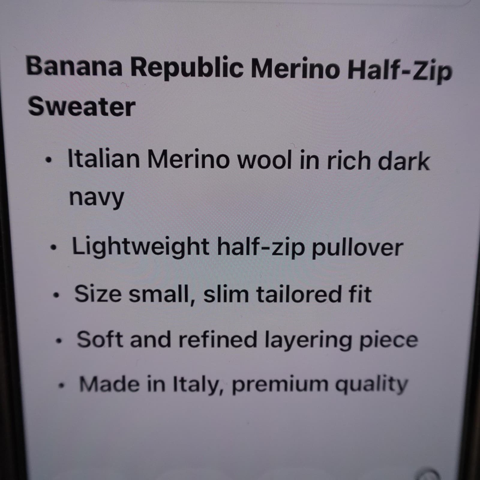 Banana Republic Sweater Mens Small Navy Italian Merino Half Zip Mock Neck Knit - Thumbnail 8
