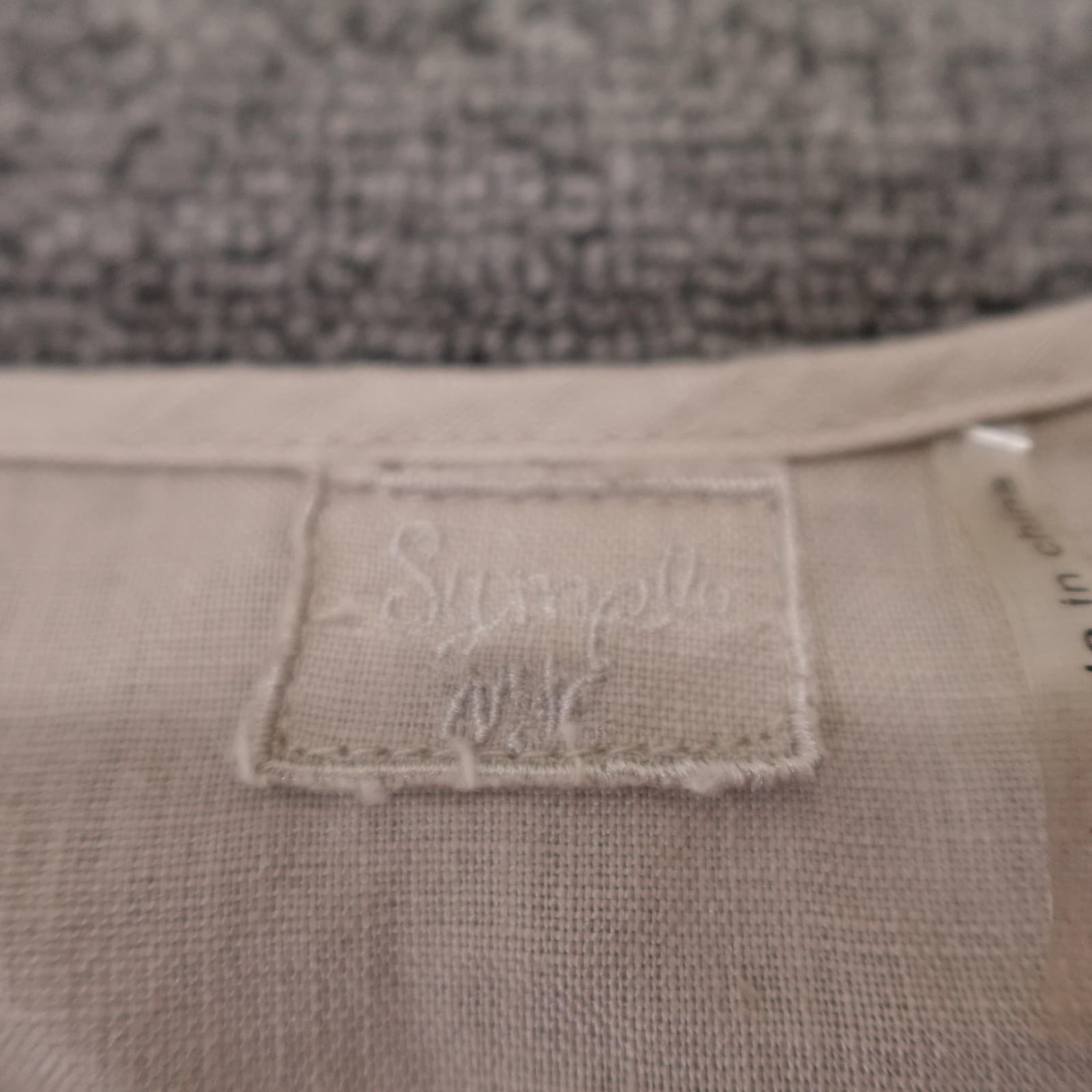 Symple NYC Blouse Womens Medium Beige Linen Embroidered Sequin Tunic Top - Thumbnail 3