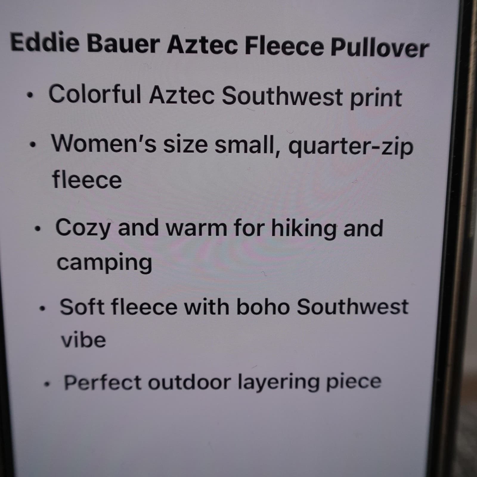 Eddie Bauer Pullover Womens Small Blue Aztec Fleece 1/4 Zip Mock Neck Hiking - Thumbnail 7