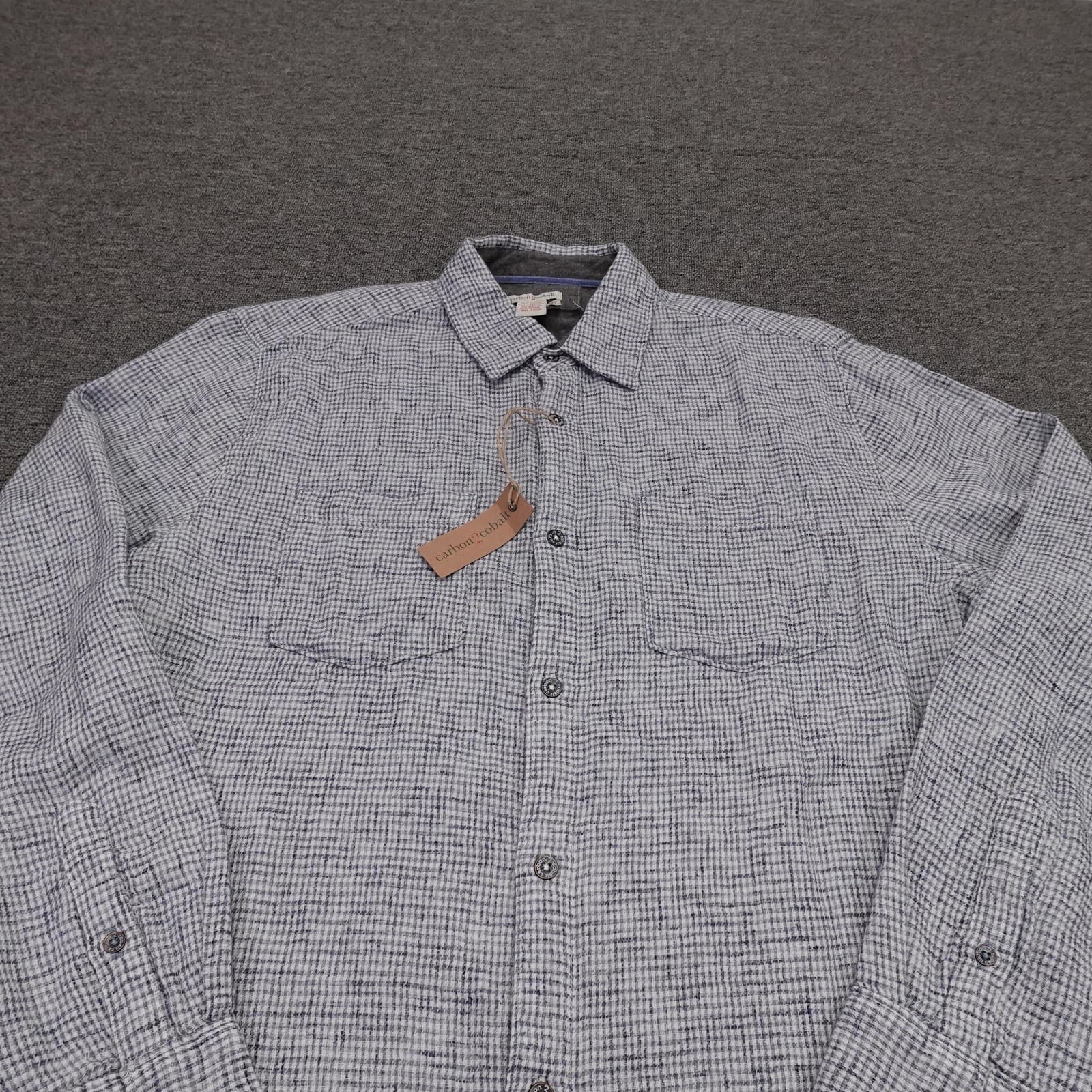Carbon2cobalt Shirt Mens MT Blue Check Long Sleeve Button Up Casual Big Tall - Thumbnail 2