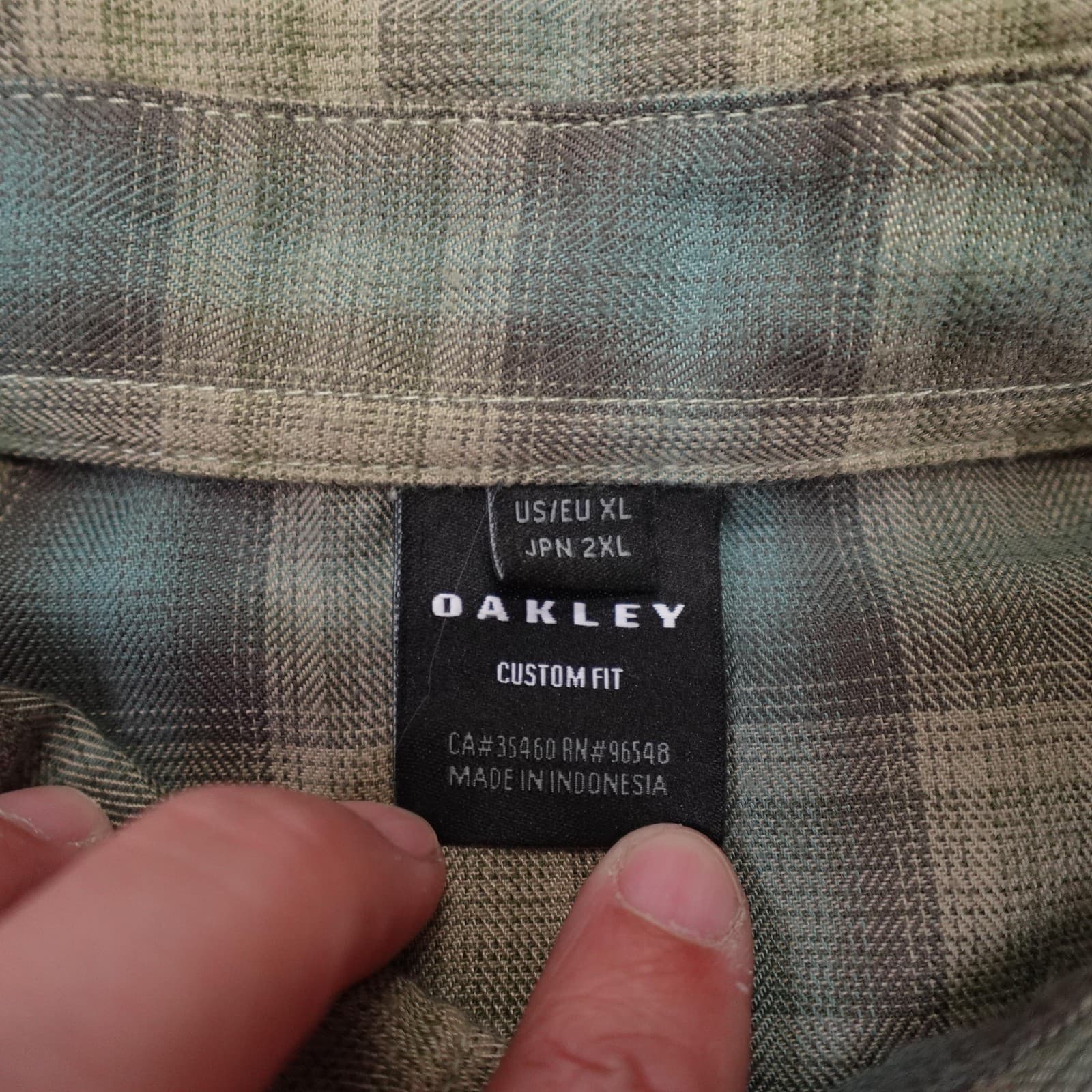 Oakley Shirt Mens XL Beige Plaid Long Sleeve Button Up Casual Woven Fall Top - Thumbnail 4