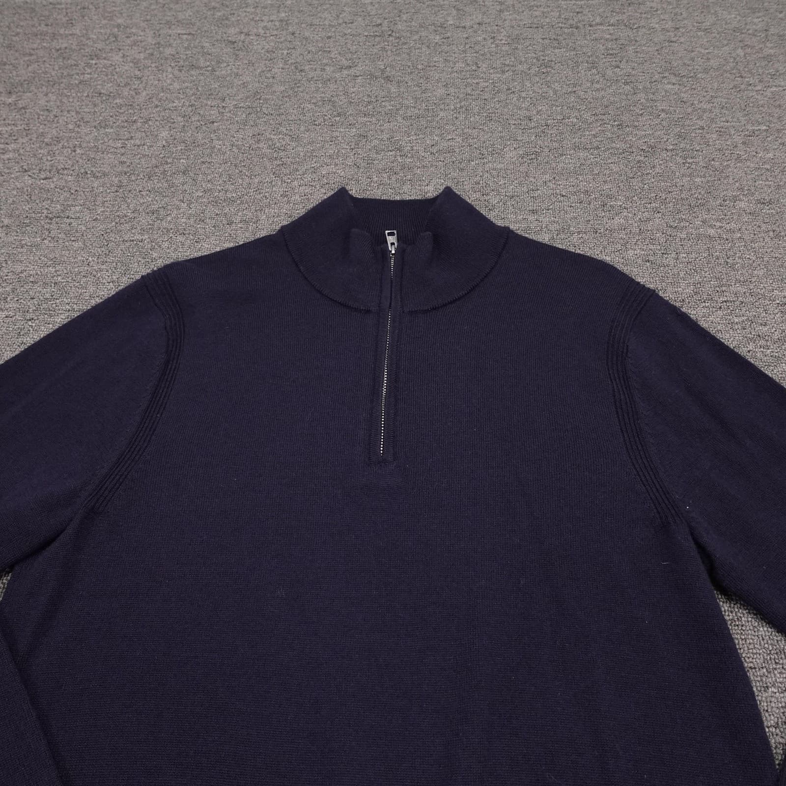 Banana Republic Sweater Mens Small Navy Italian Merino Half Zip Mock Neck Knit - Thumbnail 2