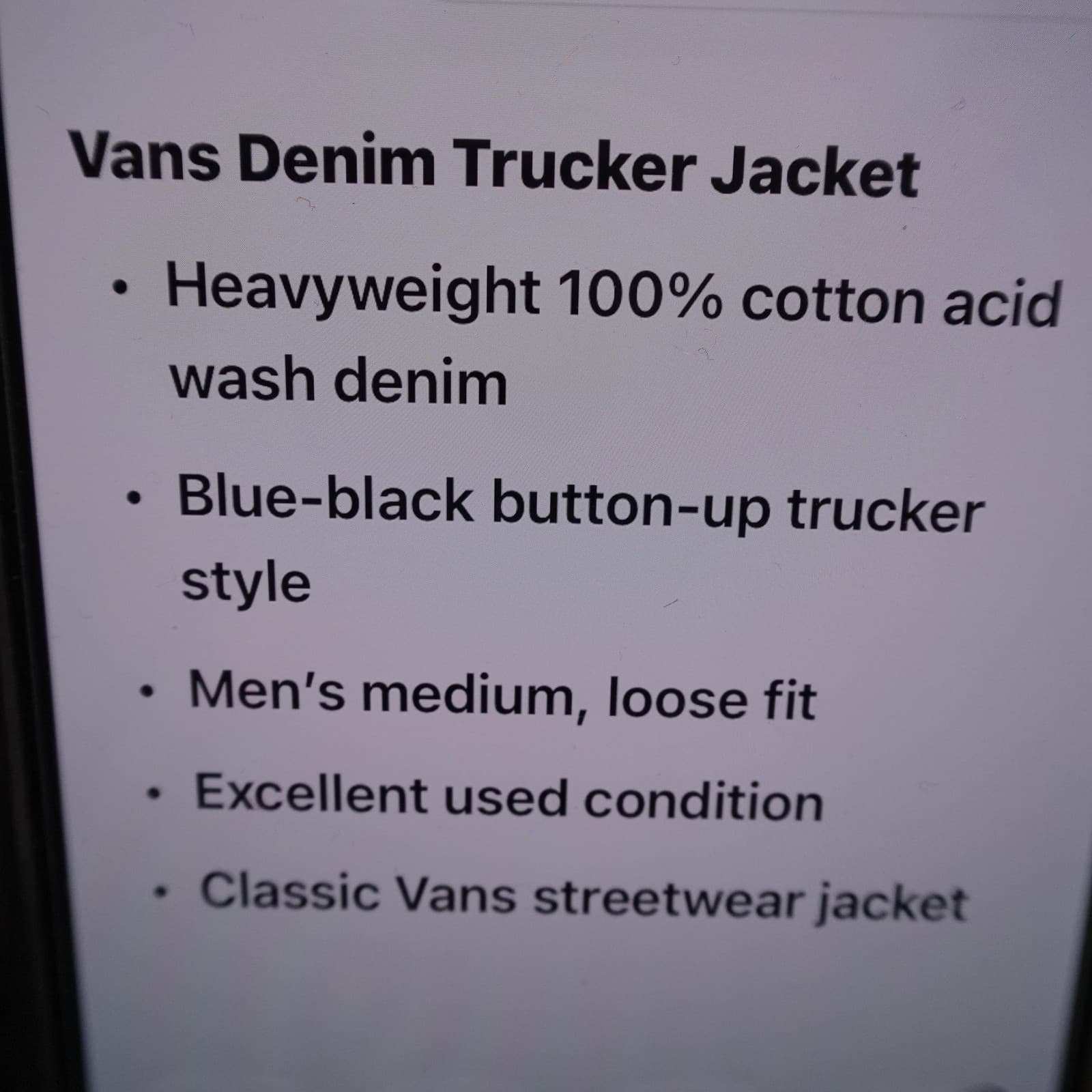 Vans Jacket Mens Medium Blue Denim Acid Wash Button Front Trucker Loose Fit - Thumbnail 7