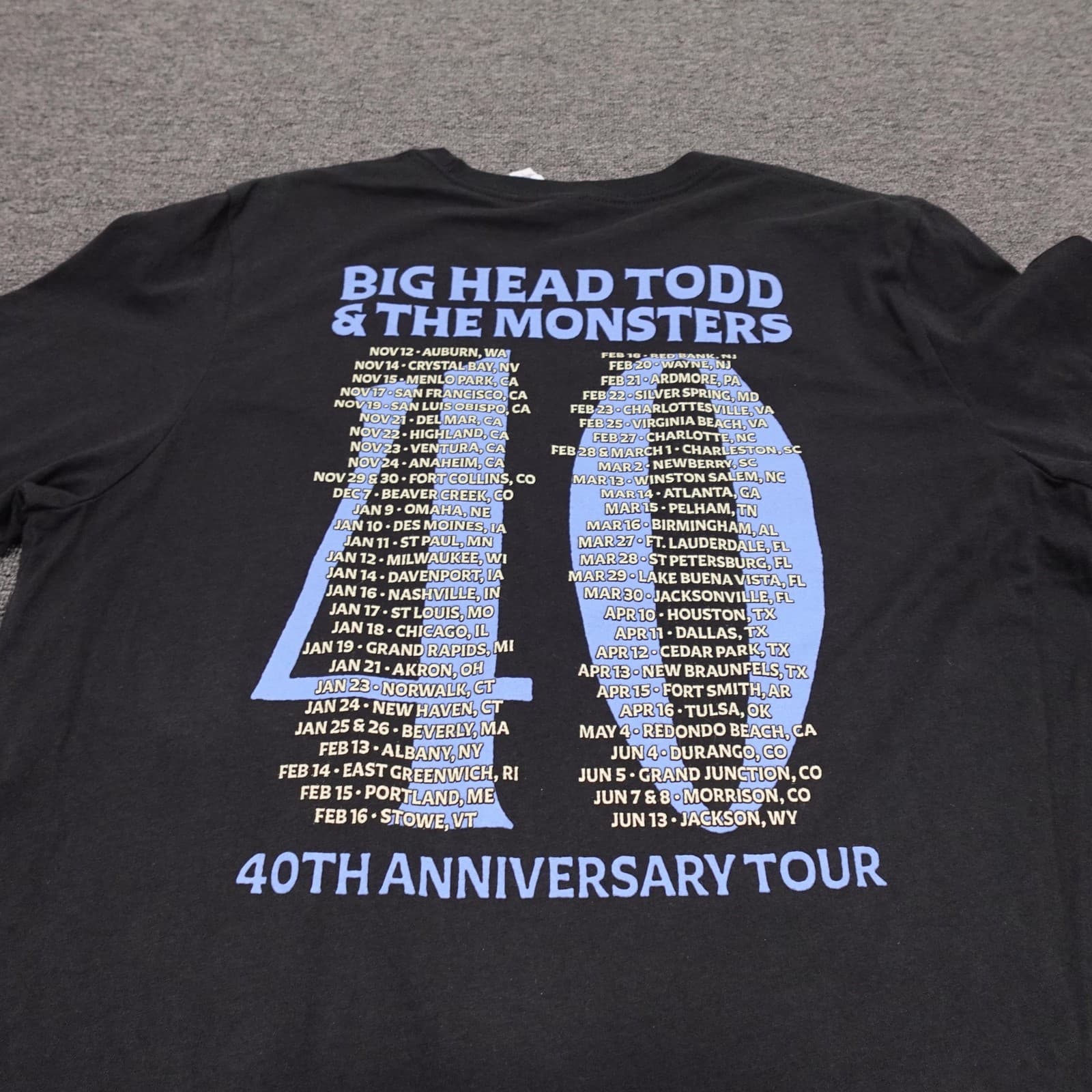Big Head Todd & The Monsters Shirt Mens Large Black 40th Anniversary Tour Tee - Thumbnail 5