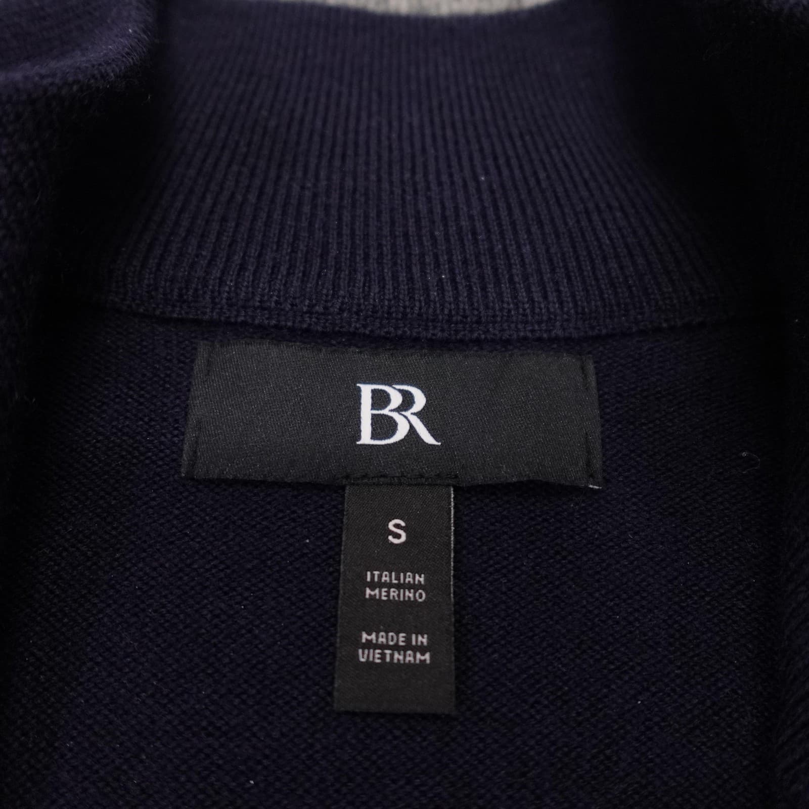 Banana Republic Sweater Mens Small Navy Italian Merino Half Zip Mock Neck Knit - Thumbnail 3