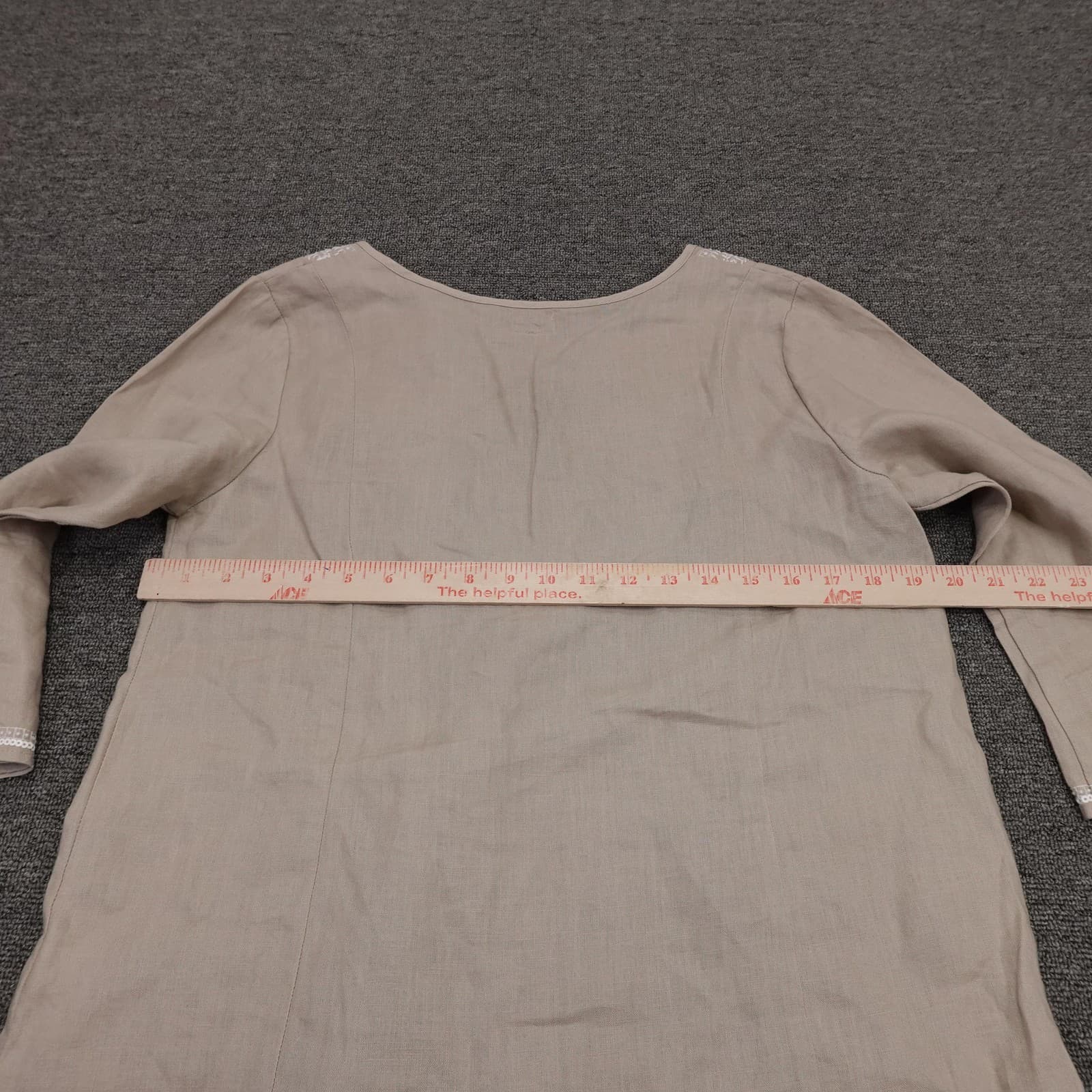 Symple NYC Blouse Womens Medium Beige Linen Embroidered Sequin Tunic Top - Thumbnail 5