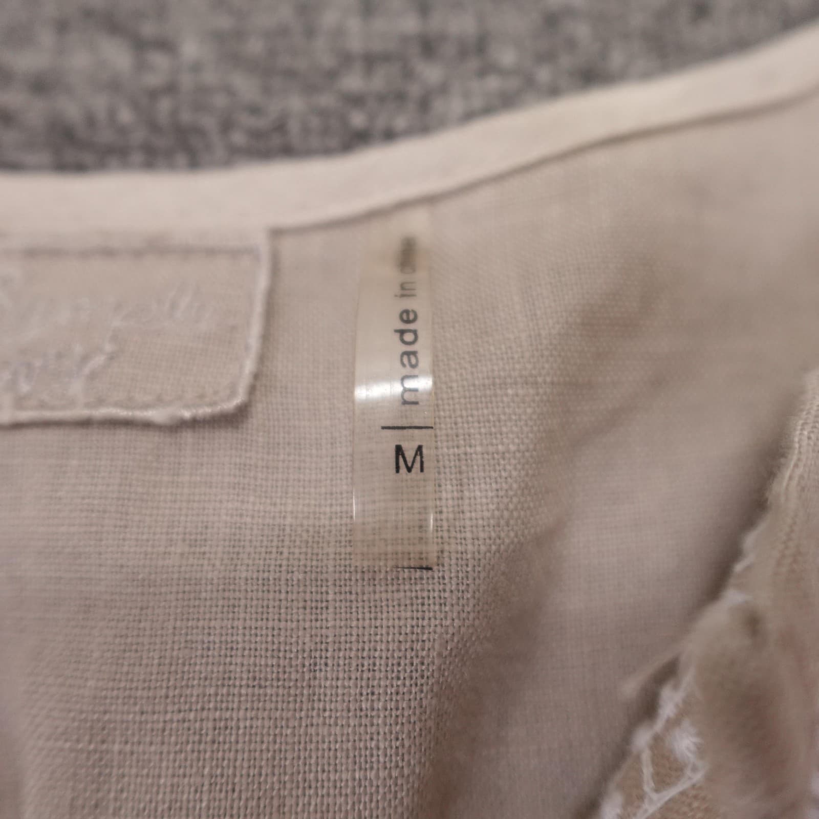 Symple NYC Blouse Womens Medium Beige Linen Embroidered Sequin Tunic Top - Thumbnail 4