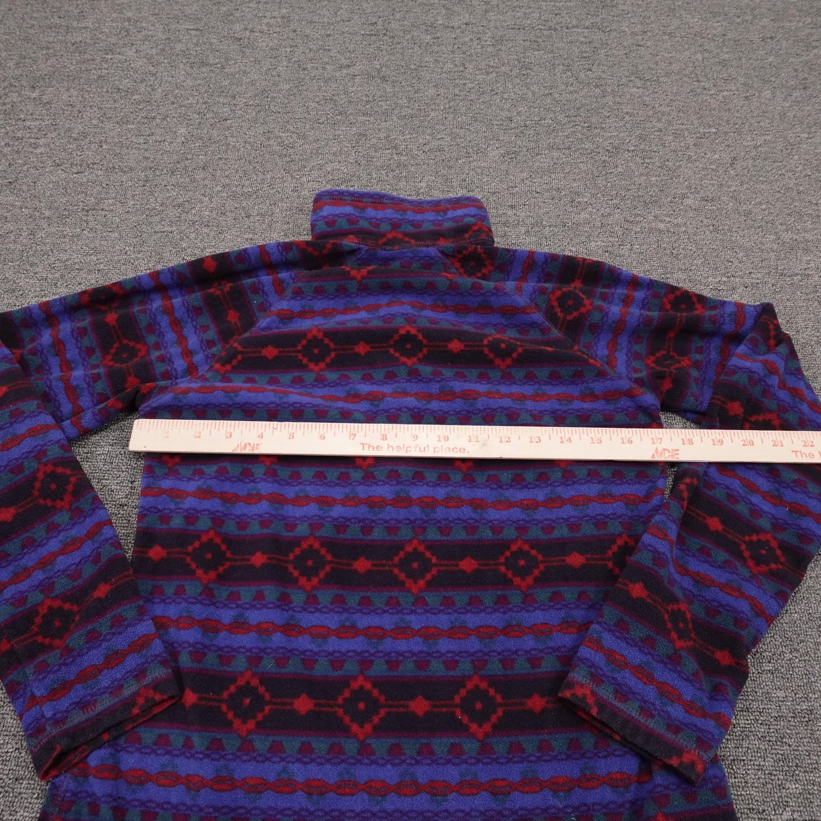 Eddie Bauer Pullover Womens Small Blue Aztec Fleece 1/4 Zip Mock Neck Hiking - Thumbnail 5