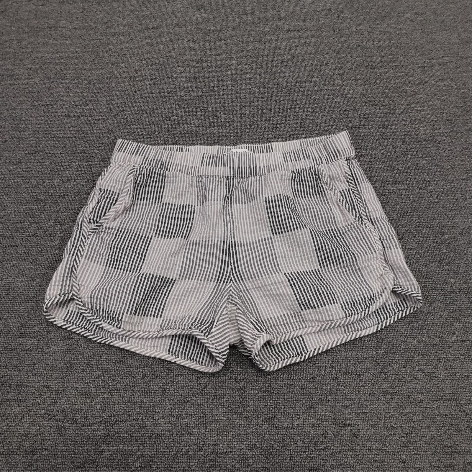 Madewell Shorts Womens XS White Seersucker Stripe Chino Elastic Waist 3 Inseam