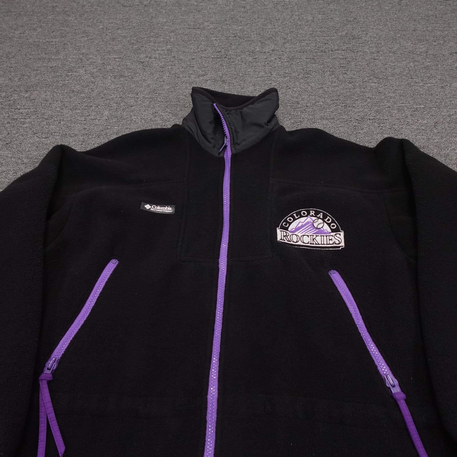 Vintage Colorado Rockies Jacket Medium Black MLB Baseball Columbia USA 90s - Thumbnail 2