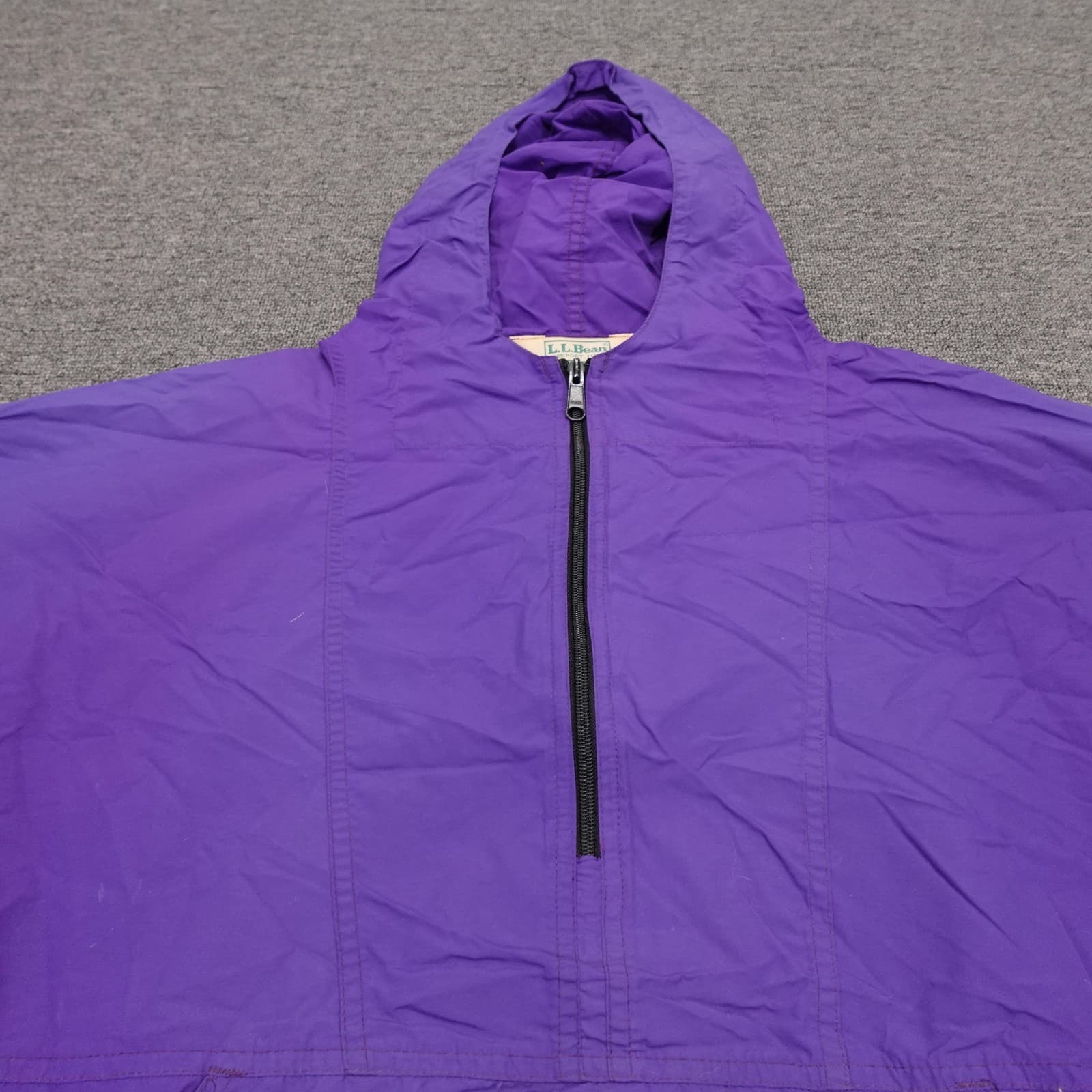 Vintage L.L.Bean Jacket Womens Large Purple Hooded Anorak Pullover Made USA - Thumbnail 4