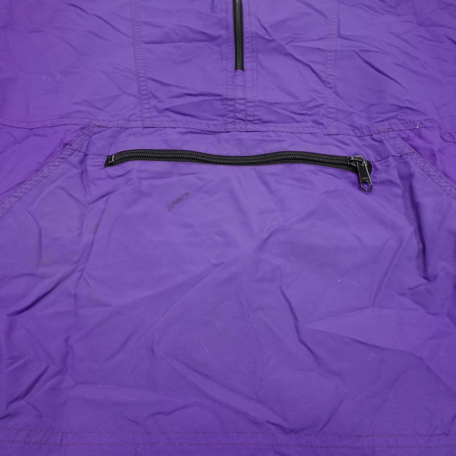 Vintage L.L.Bean Jacket Womens Large Purple Hooded Anorak Pullover Made USA - Thumbnail 3
