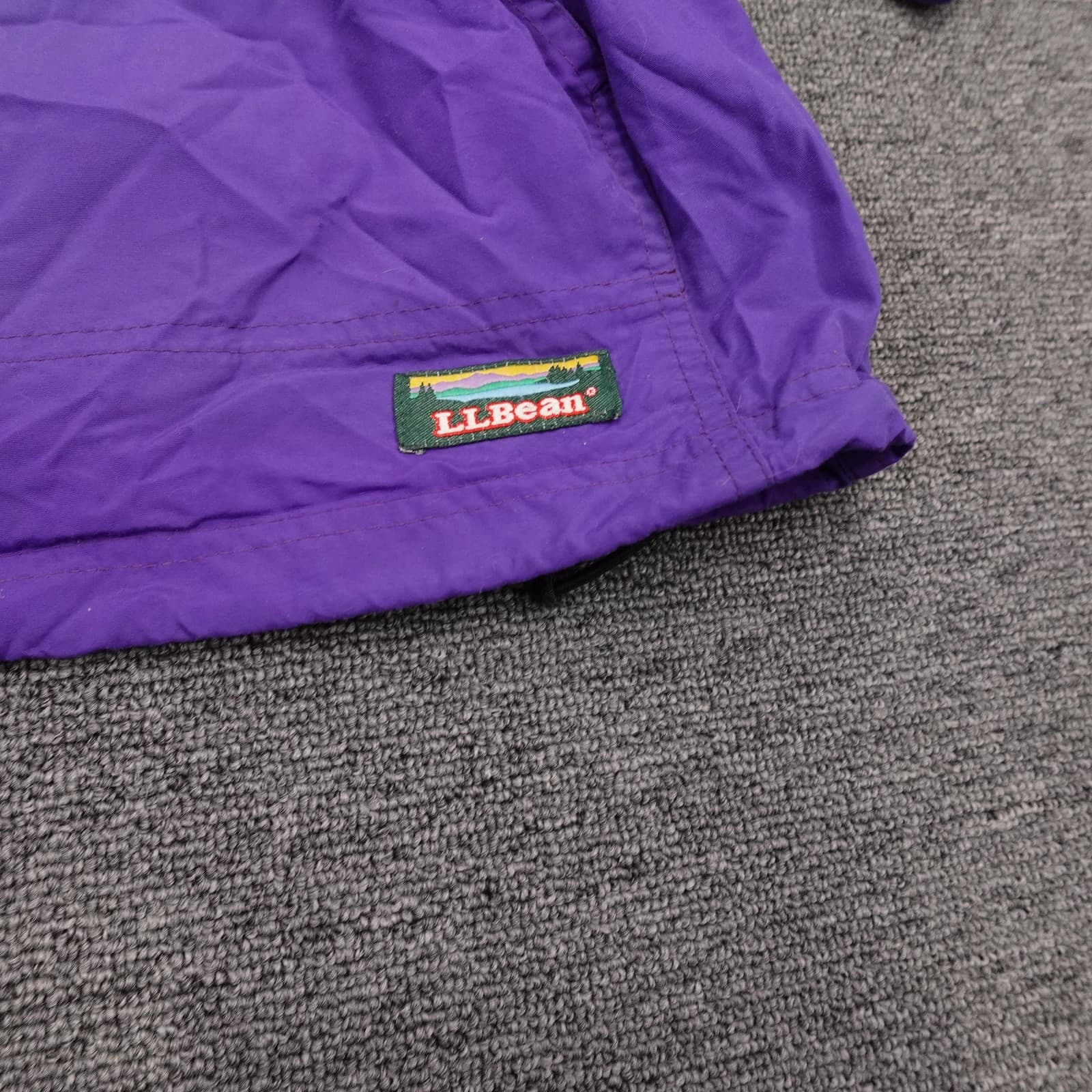 Vintage L.L.Bean Jacket Womens Large Purple Hooded Anorak Pullover Made USA - Thumbnail 2