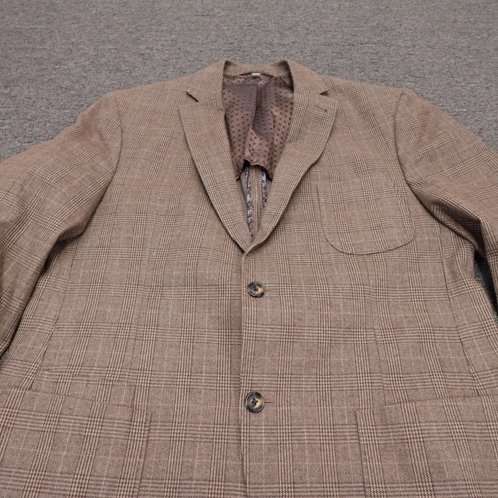 JKT New York Blazer Mens 44 Brown Plaid Tweed Sport Coat Jacket Casual - Thumbnail 2