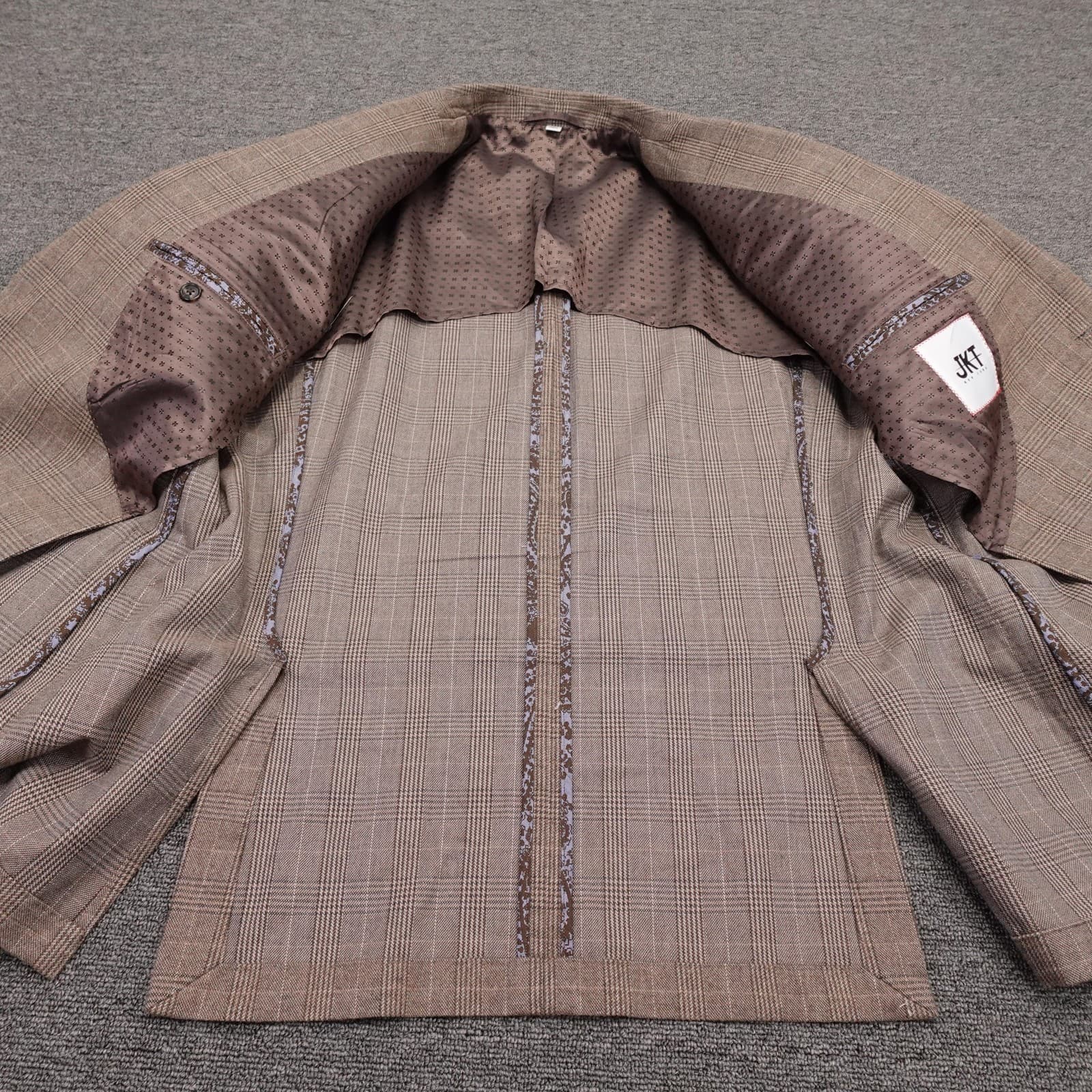 JKT New York Blazer Mens 44 Brown Plaid Tweed Sport Coat Jacket Casual - Thumbnail 5