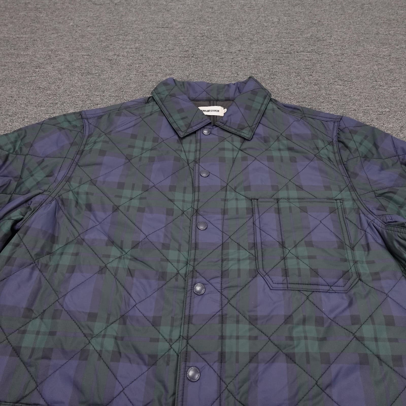 Taylor Stitch Jacket Mens 42 Green Plaid Quilted Nylon Snap Front Insulated - Thumbnail 2