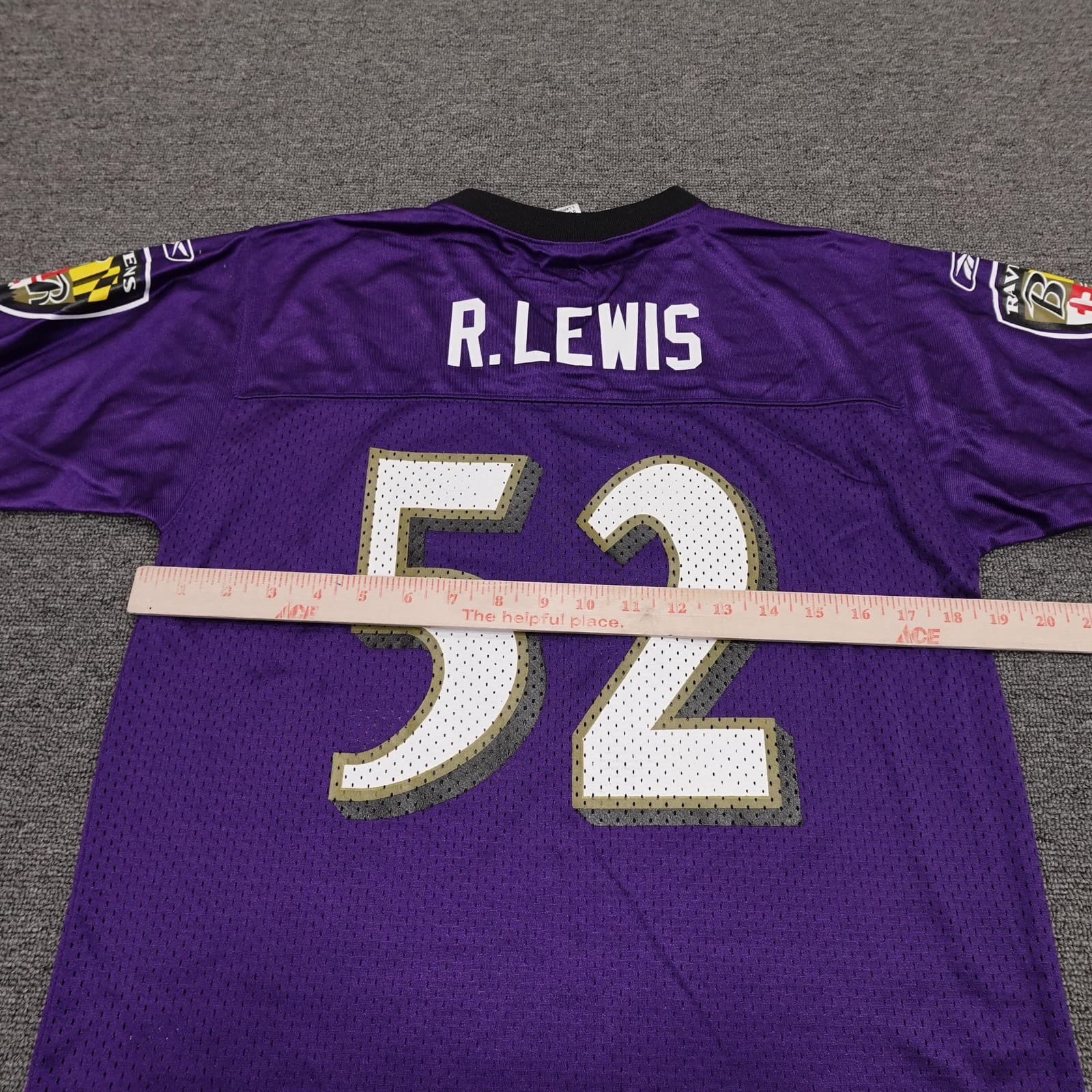 Baltimore Ravens Football Jersey Youth Large Purple NFL Reebok Ray Lewis 52 - Thumbnail 6