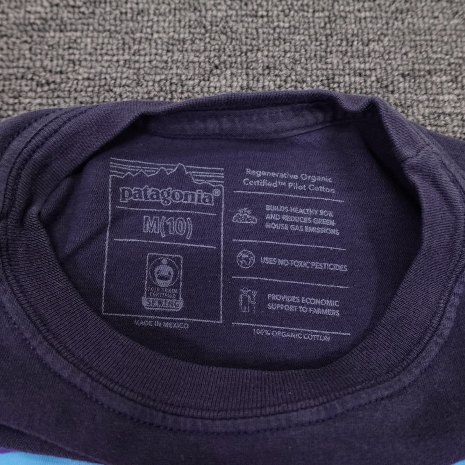 Patagonia Shirt Youth 10 Blue Long Sleeve Logo Graphic Tee Organic Cotton - Thumbnail 3