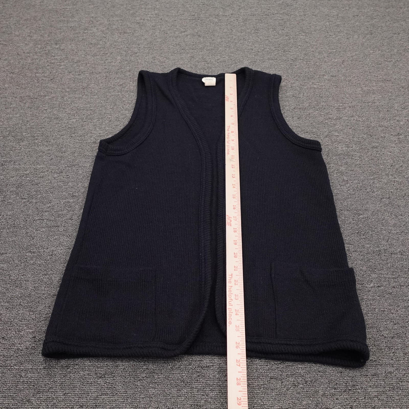 Vintage Sears Sweater Vest Mens XL Blue Acrylic Knit Open Front Pockets 70s USA - Thumbnail 6