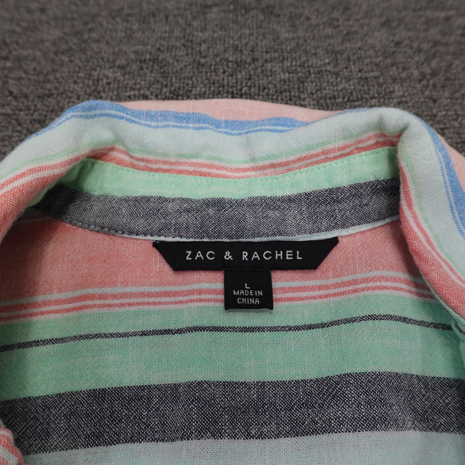 Zac & Rachel Blouse Womens Large Multicolor Stripe Linen Tunic V Neck Sleeveless - Thumbnail 3