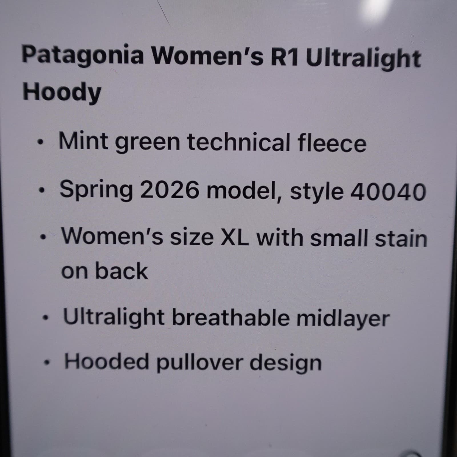 Patagonia R1 Ultralight Hoodie Womens XL Green 1/2 Zip Fleece Pullover Technical - Thumbnail 9