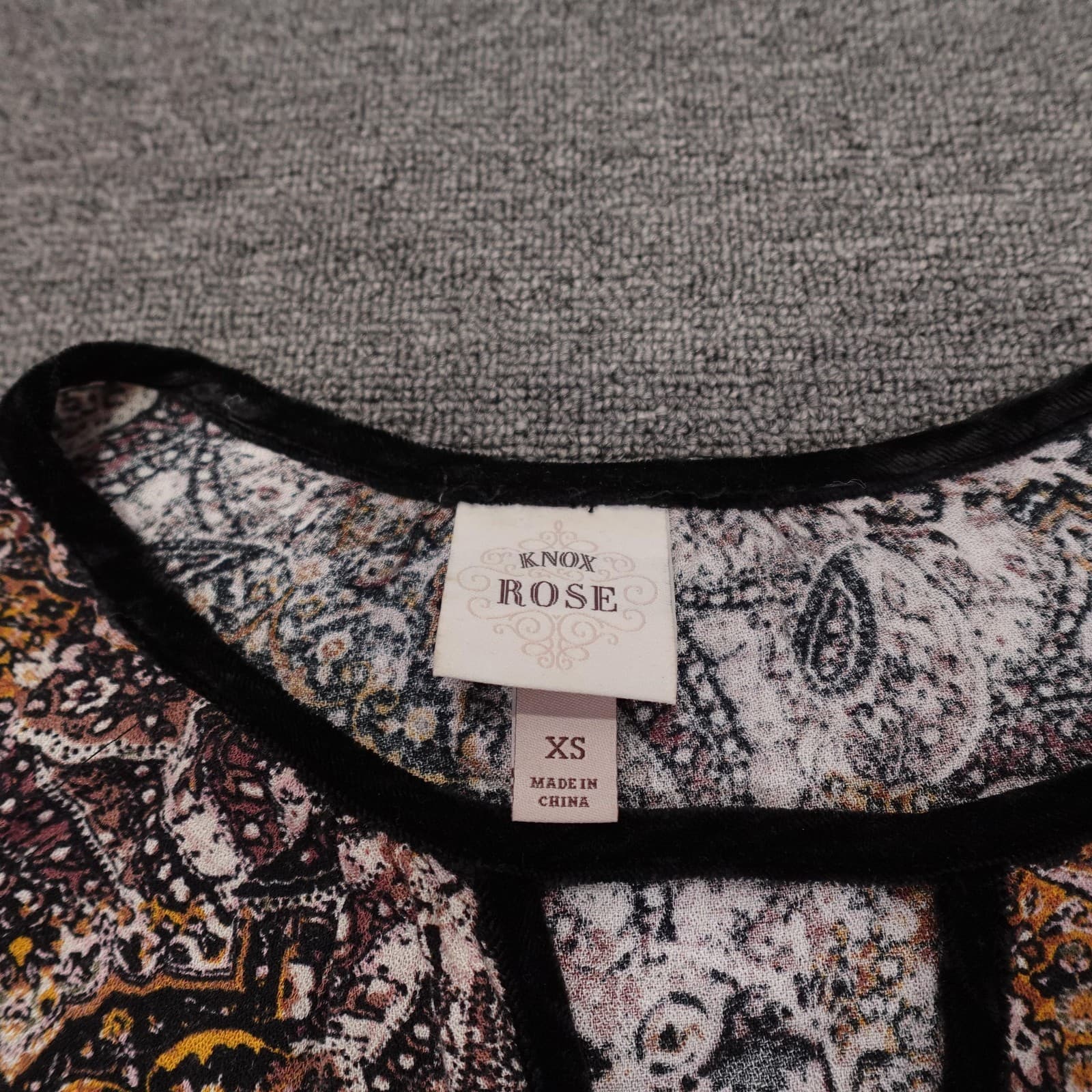 Knox Rose Dress Womens XS Multicolor Paisley Boho 3/4 Bell Sleeve Fit & Flare - Thumbnail 3