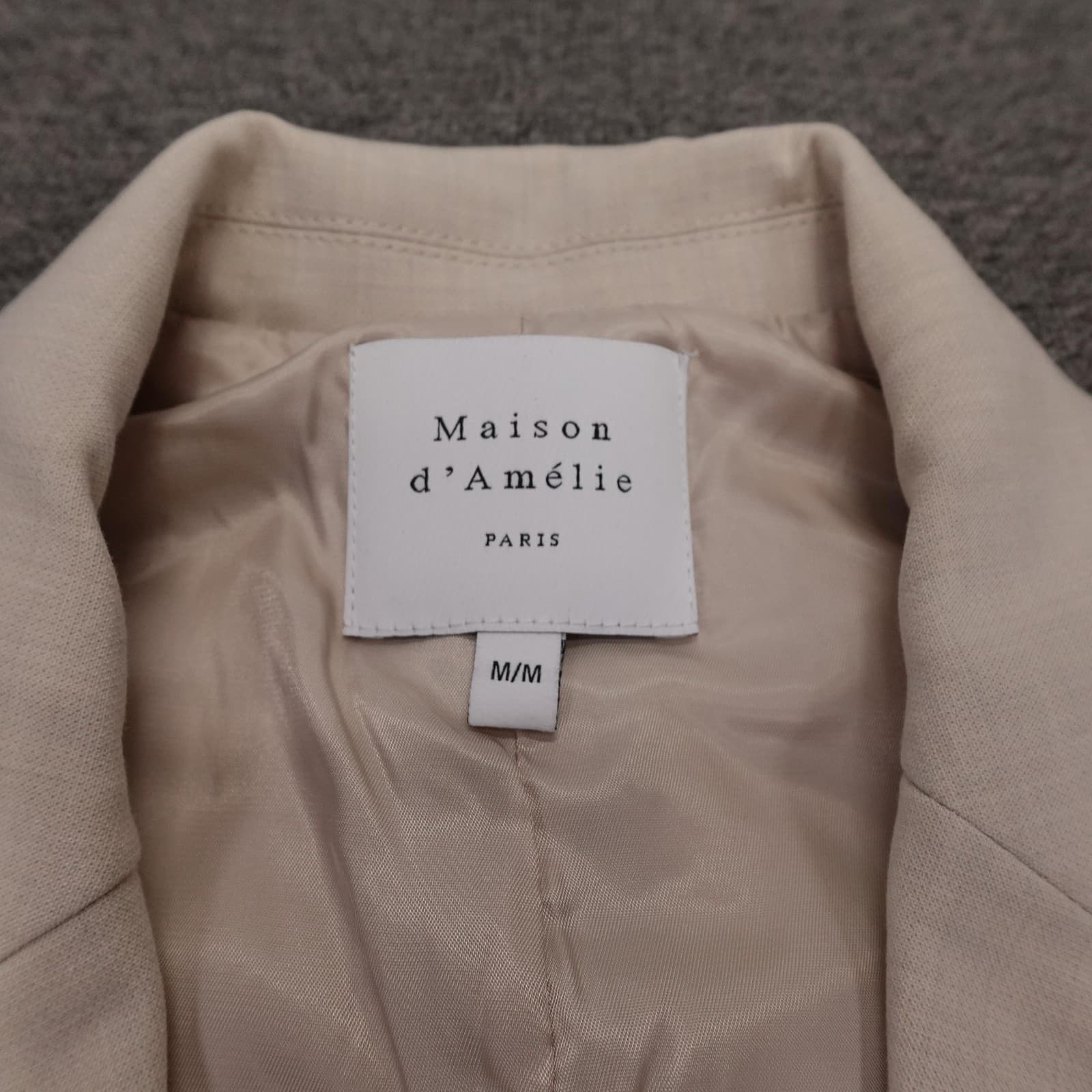 Maison D'Amélie Vest Womens Medium Beige Long Blazer Open Front Lined Twill - Thumbnail 3