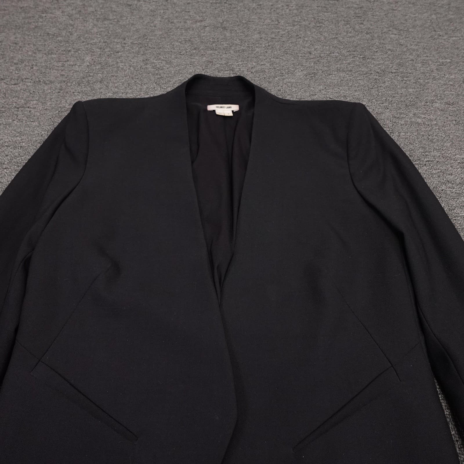 Helmut Lang Blazer Womens 2 Black Tuxedo Open Front Lined Tailored Jacket Formal - Thumbnail 2