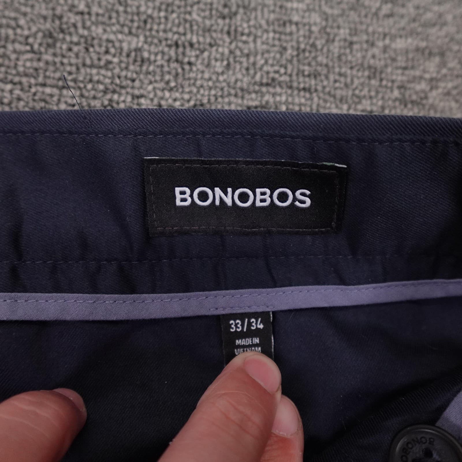 Bonobos Monday Pants Mens 33x34 Blue Slim Fit Chino Straight Leg Casual Workwear - Thumbnail 3