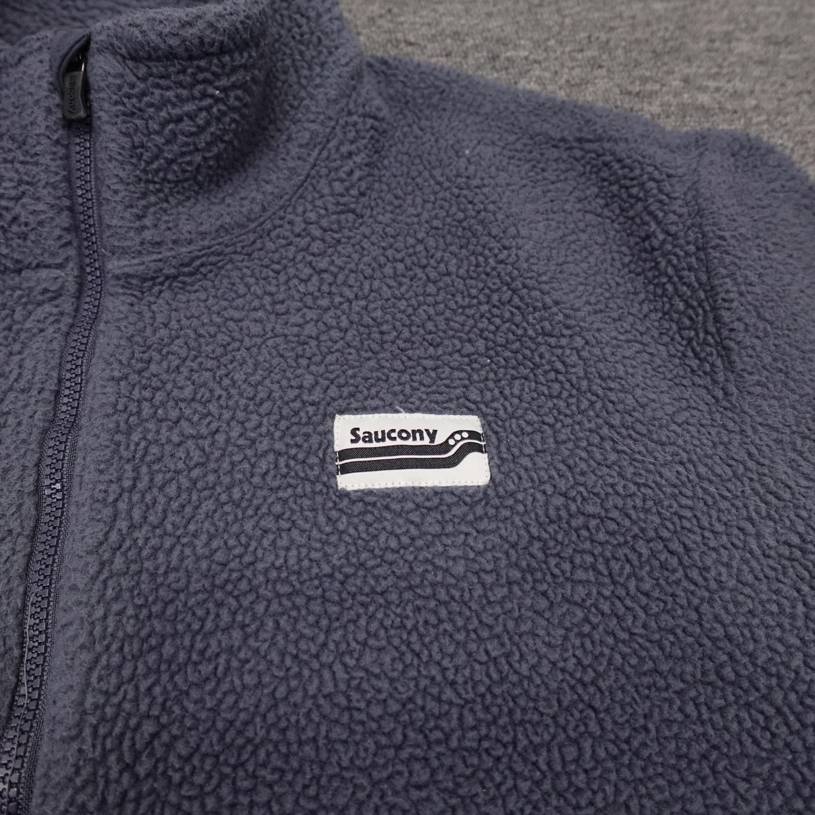 Saucony Jacket Womens Small Blue Gray Sherpa Fleece 1/4 Zip Pullover Kangaroo - Thumbnail 3