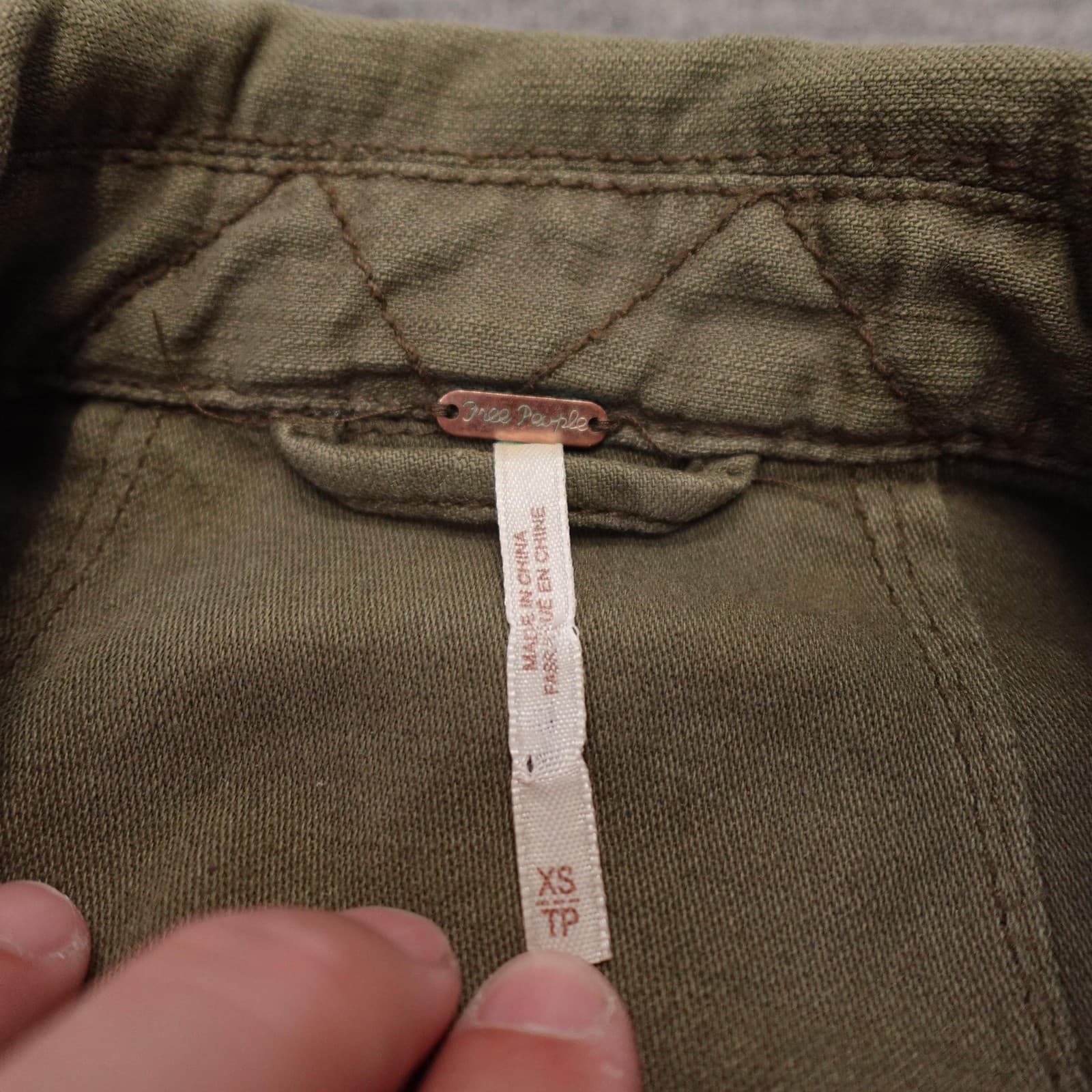 Free People Jacket Womens XS Green Not Your Brother's Surplus Utility Boho - Thumbnail 3