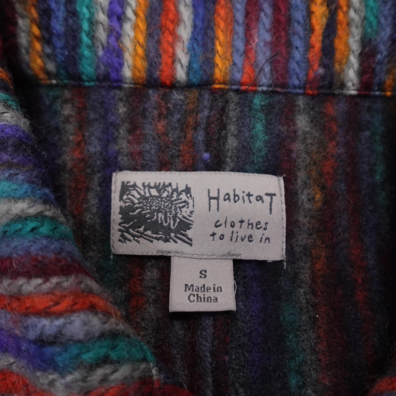 Habitat Coat Womens Small Multicolor Striped Knit Button Front Lined Pockets - Thumbnail 3