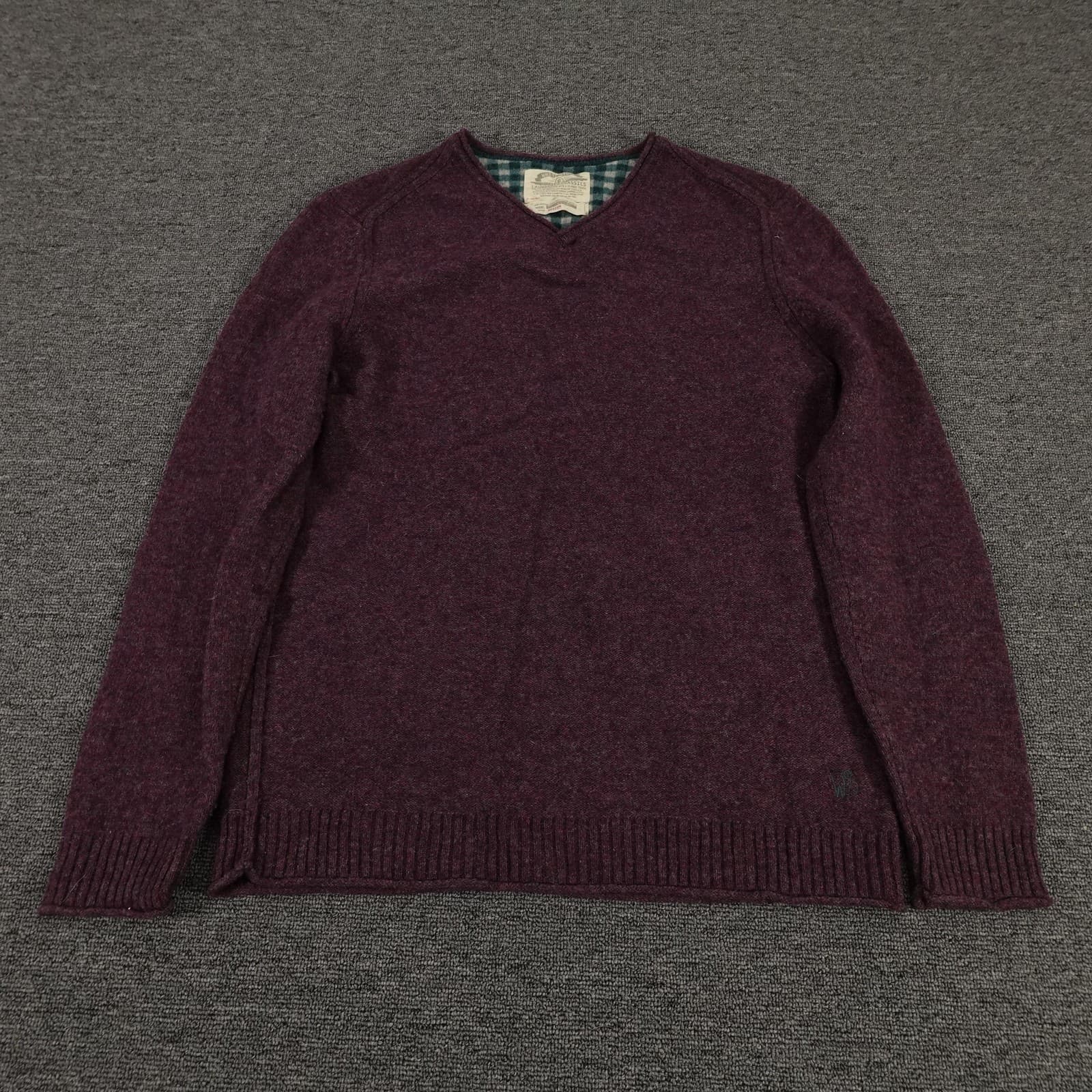 White Stuff Sweater Mens Medium Purple V Neck Pullover Laundered Classics Knit