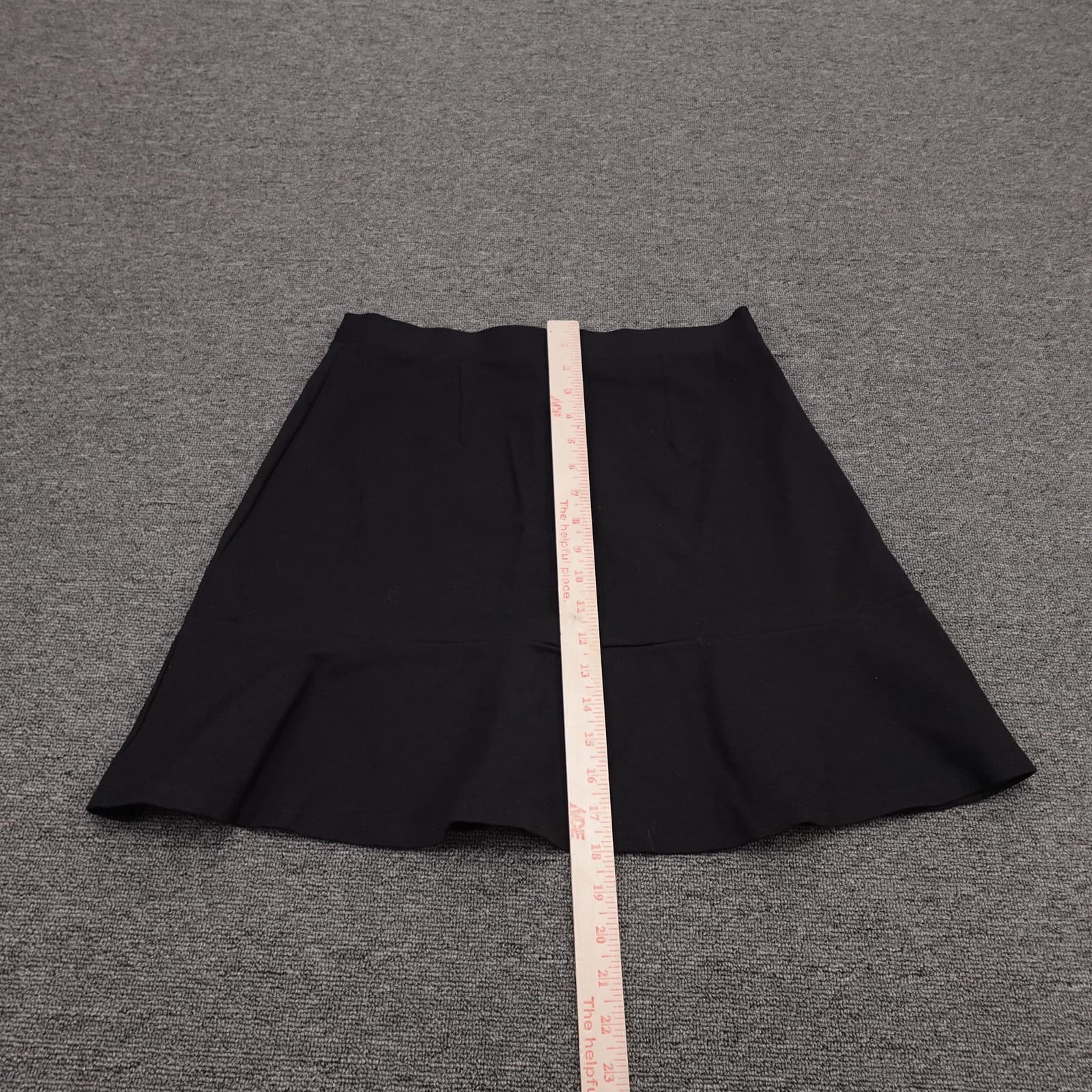 Skirt Womens Medium Black Knit Trumpet Ruffle Hem Knee Length Stretch Pull On - Thumbnail 3