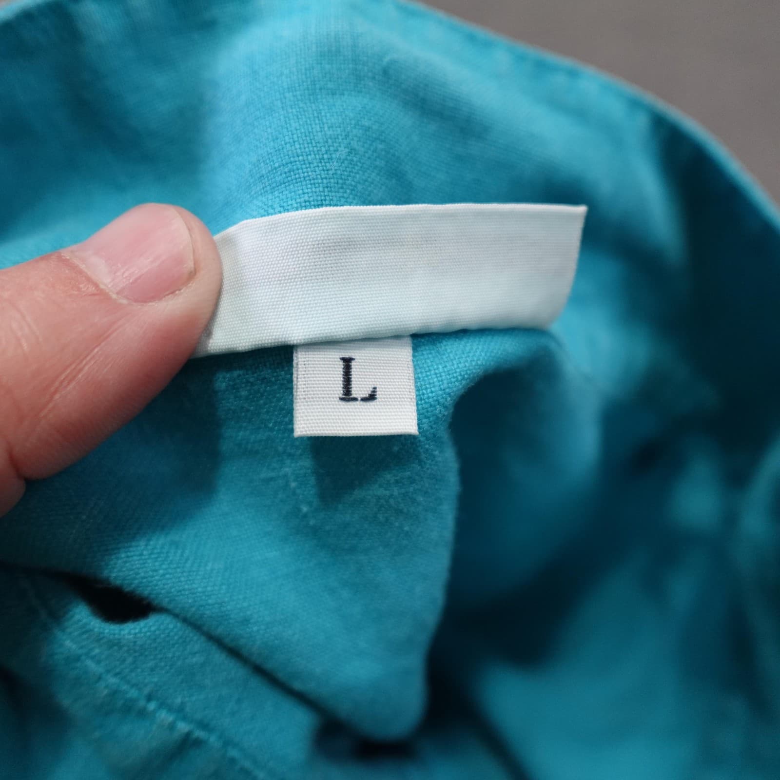 Bryn Walker Blouse Womens Large Blue Linen Button Front Mock Neck Top - Thumbnail 7