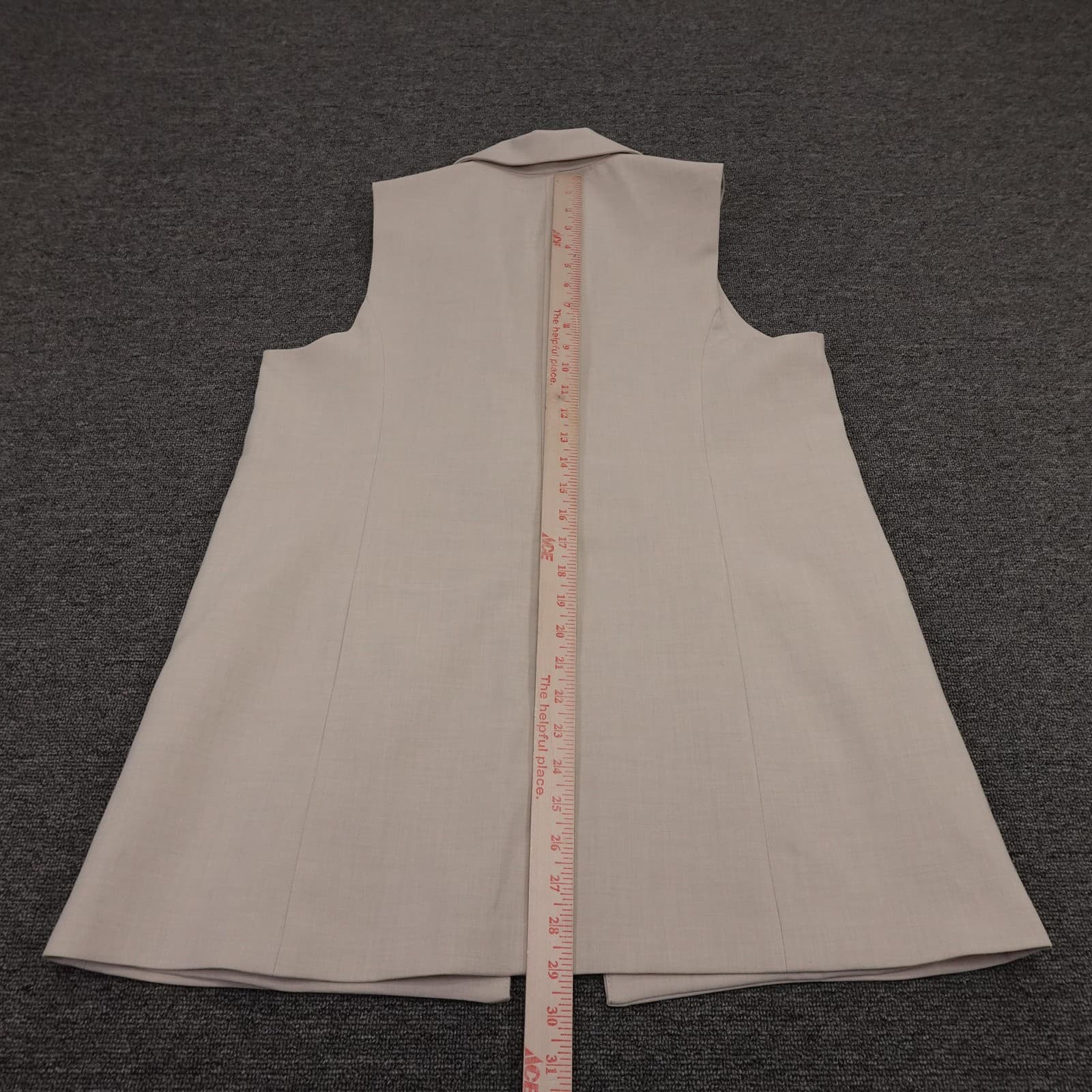 Maison D'Amélie Vest Womens Medium Beige Long Blazer Open Front Lined Twill - Thumbnail 8