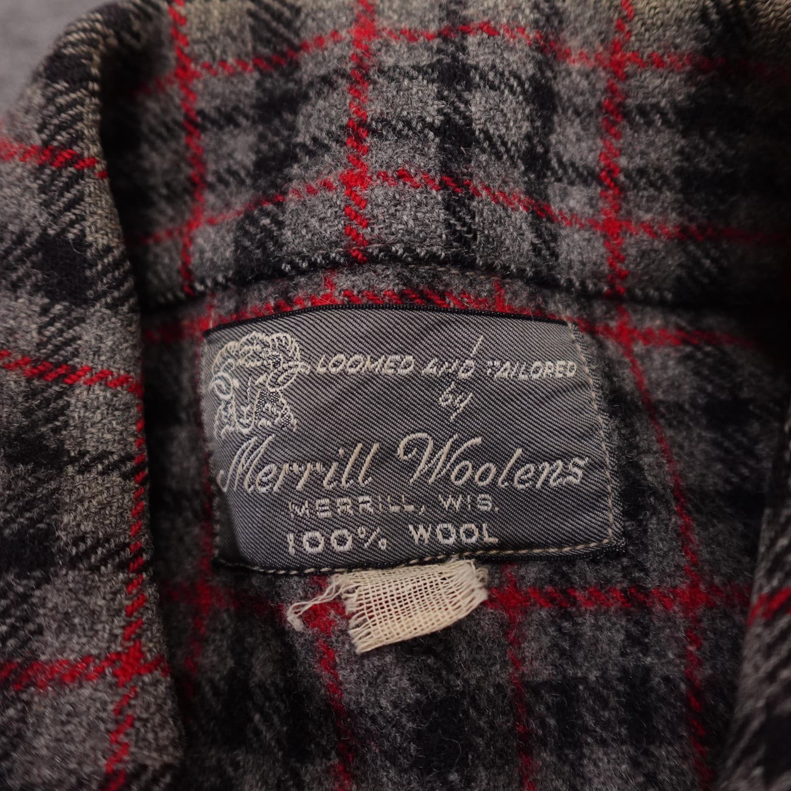 Vintage Merrill Woolens Flannel Jacket Large Gray Wool Hunting Shacket 50s - Thumbnail 3