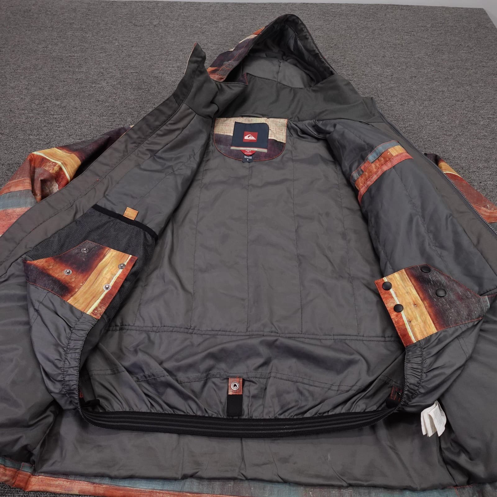 Quiksilver Jacket Mens Small Multicolor Stripe Hooded Insulated Ski Snowboard - Thumbnail 6