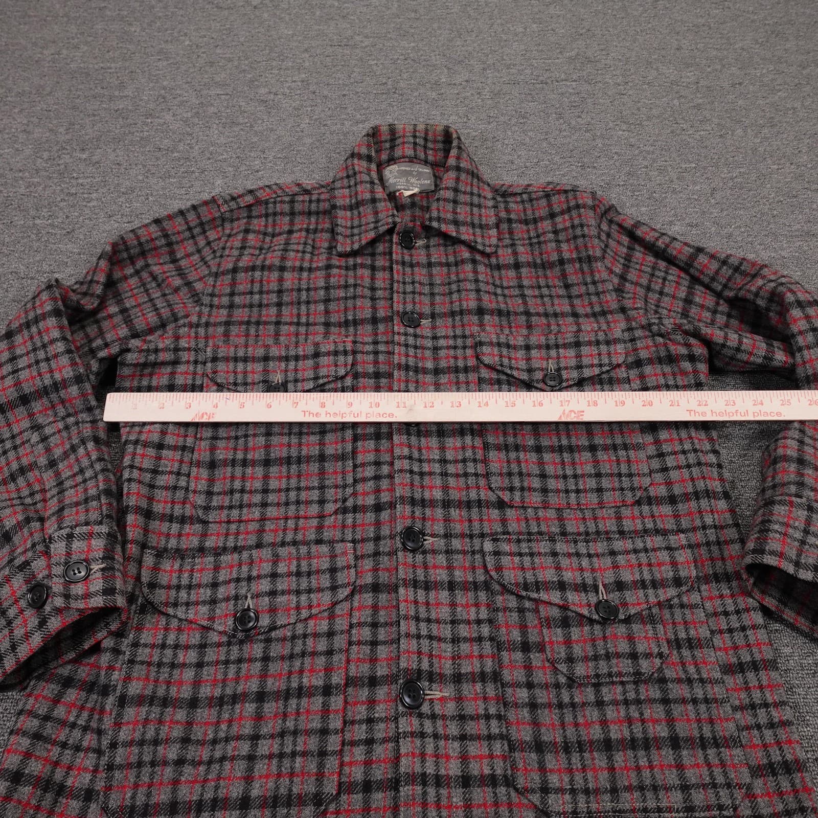Vintage Merrill Woolens Flannel Jacket Large Gray Wool Hunting Shacket 50s - Thumbnail 4