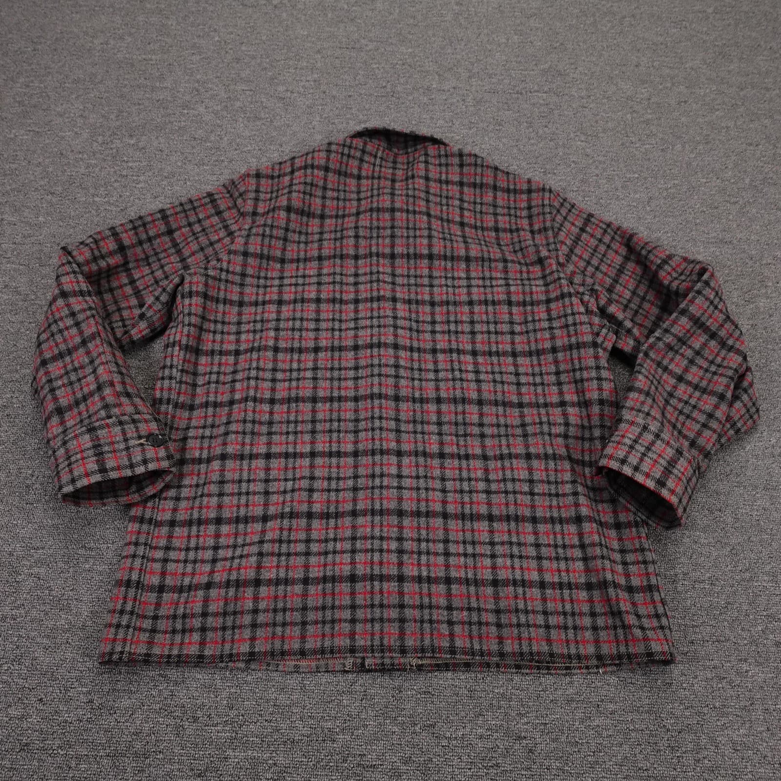 Vintage Merrill Woolens Flannel Jacket Large Gray Wool Hunting Shacket 50s - Thumbnail 6