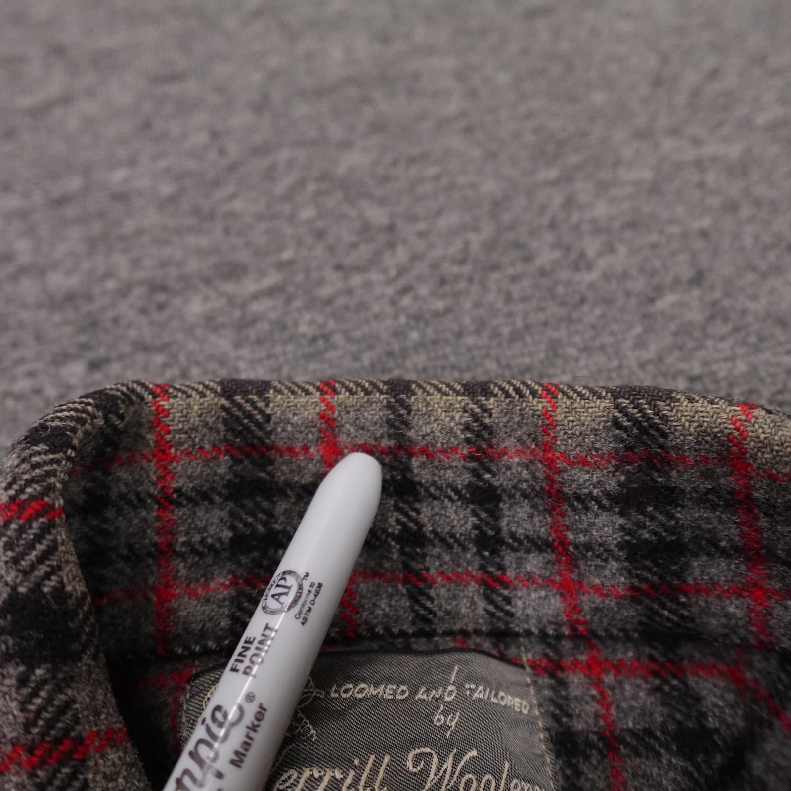 Vintage Merrill Woolens Flannel Jacket Large Gray Wool Hunting Shacket 50s - Thumbnail 7