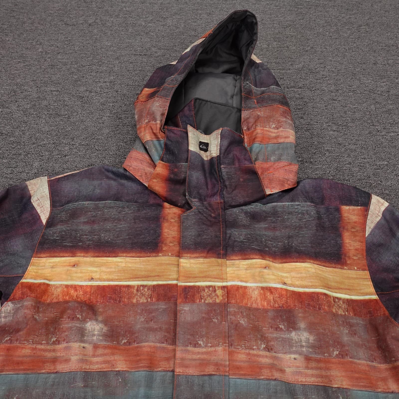 Quiksilver Jacket Mens Small Multicolor Stripe Hooded Insulated Ski Snowboard - Thumbnail 2