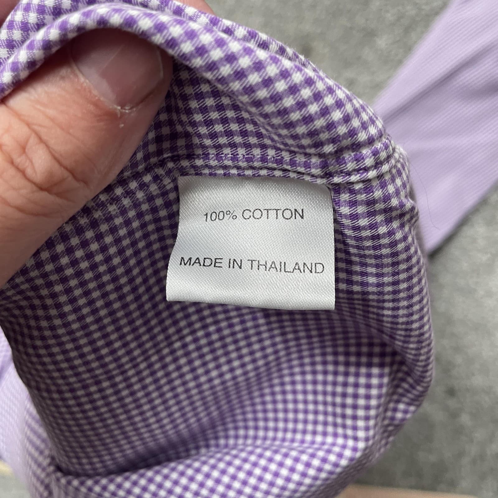 M.J. Bale Shirt Mens 38 Purple Dress Gingham Check Super Slim Long Sleeve Cotton - Thumbnail 6