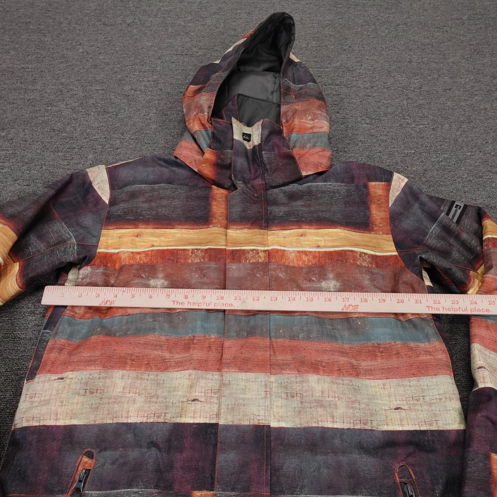 Quiksilver Jacket Mens Small Multicolor Stripe Hooded Insulated Ski Snowboard - Thumbnail 4