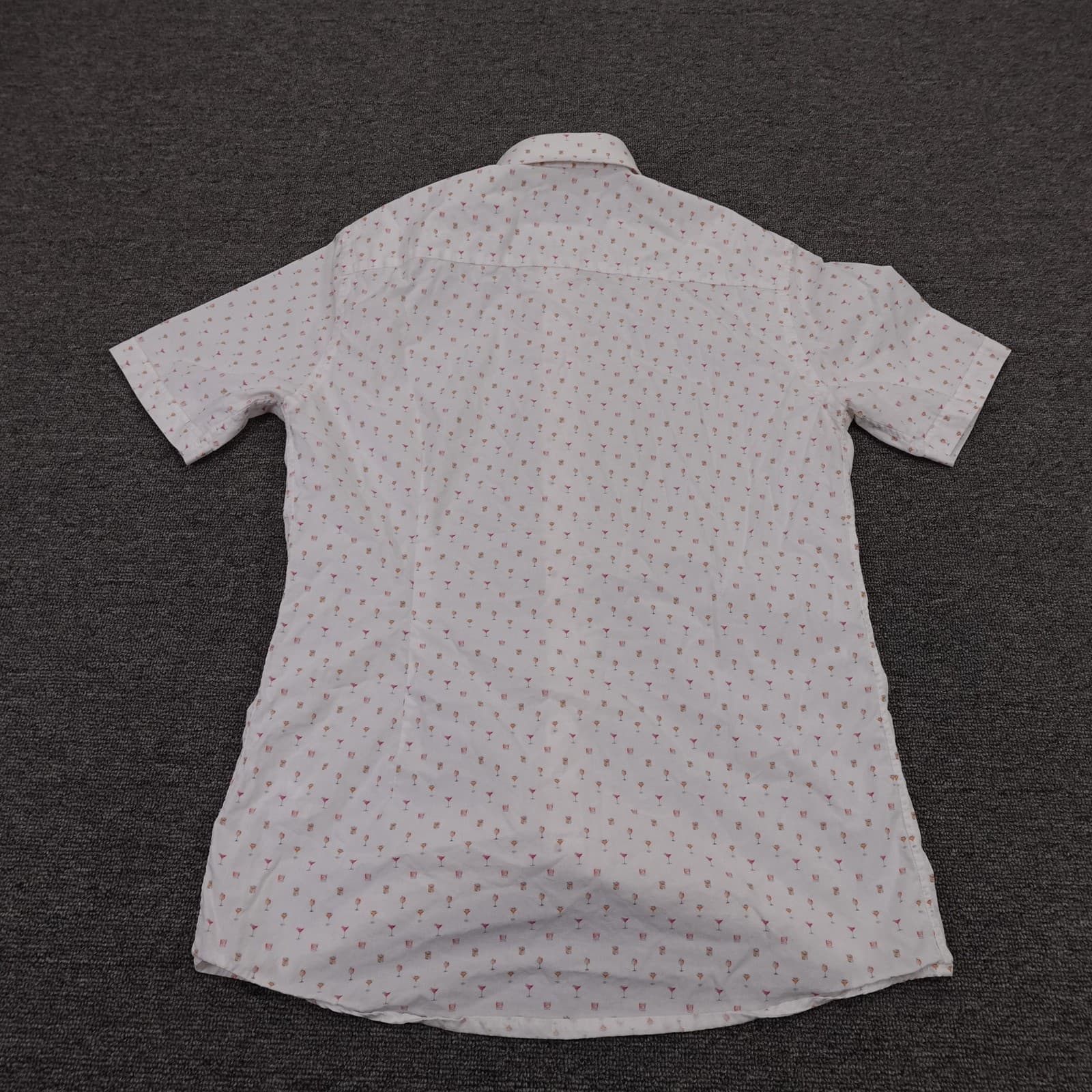 Eton Shirt Mens 38 White Cocktail Print Short Sleeve Button Up Slim Cotton - Thumbnail 7