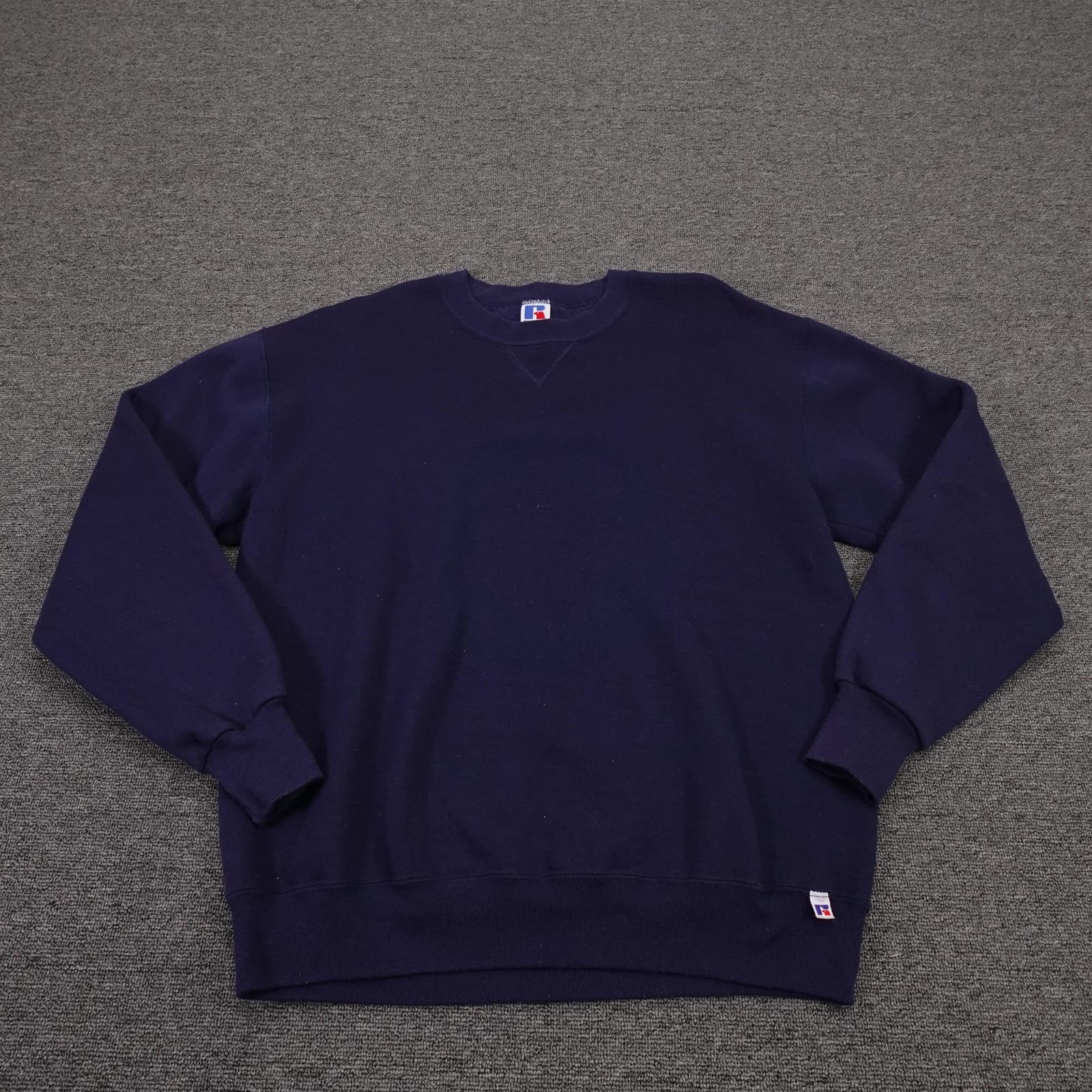 VINTAGE Russell Athletic Sweatshirt Large Blue Crewneck Fleece Made USA Pullover