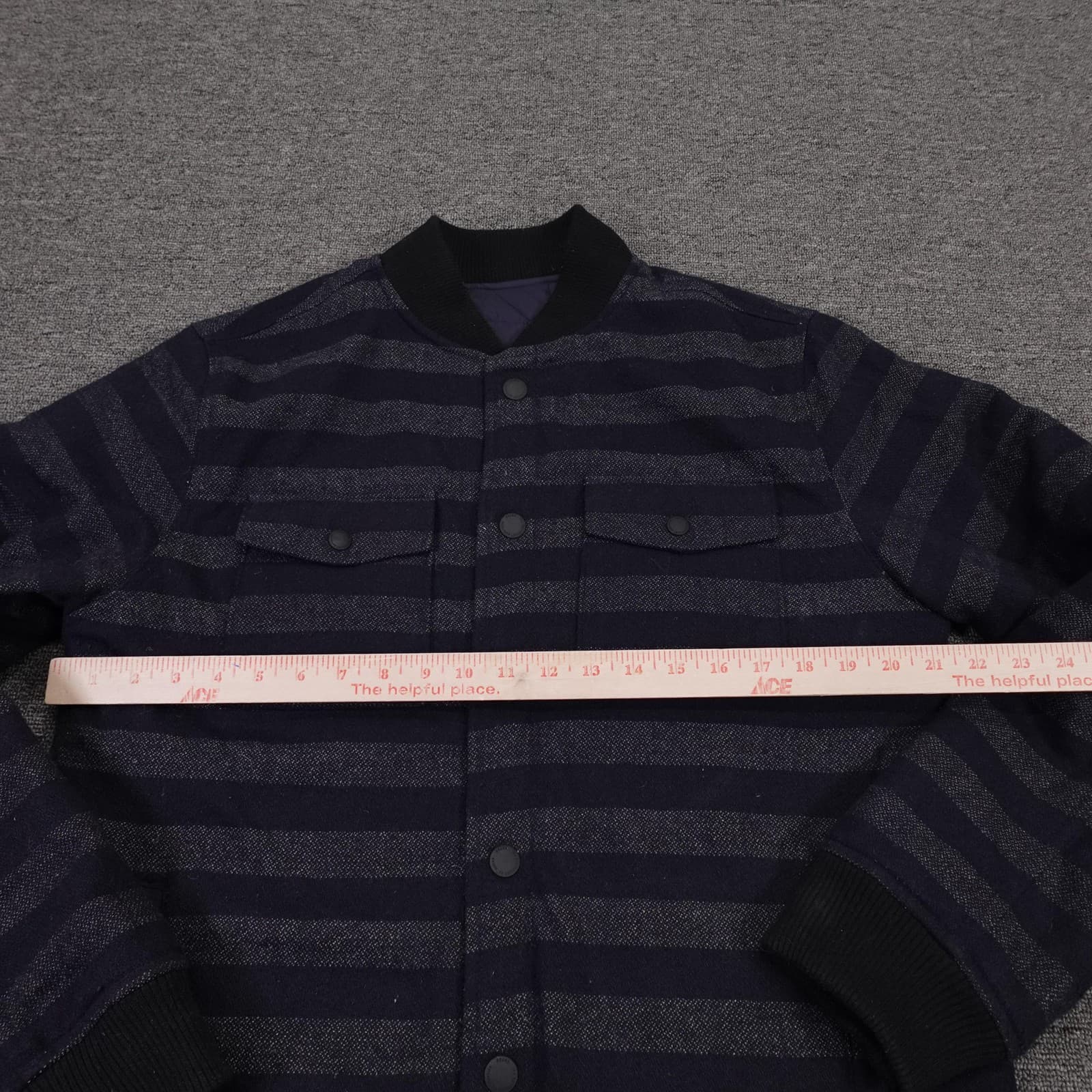 Roark Revivalist Jacket Mens Medium Blue Reversible Quilted Bomber Striped - Thumbnail 5