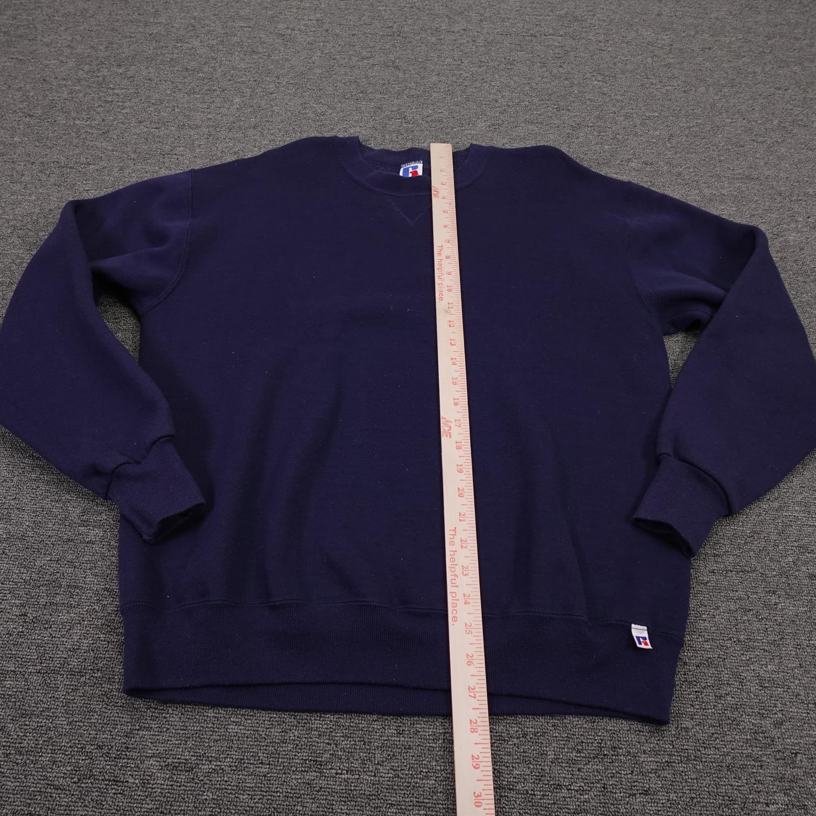VINTAGE Russell Athletic Sweatshirt Large Blue Crewneck Fleece Made USA Pullover - Thumbnail 5