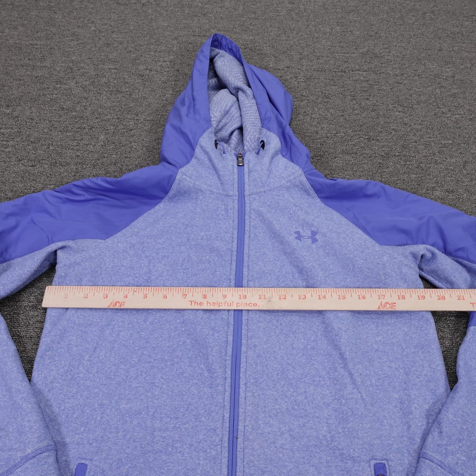 Under Armour ColdGear Reactor Jacket Womens Medium Blue Fleece Hooded Full Zip - Thumbnail 3